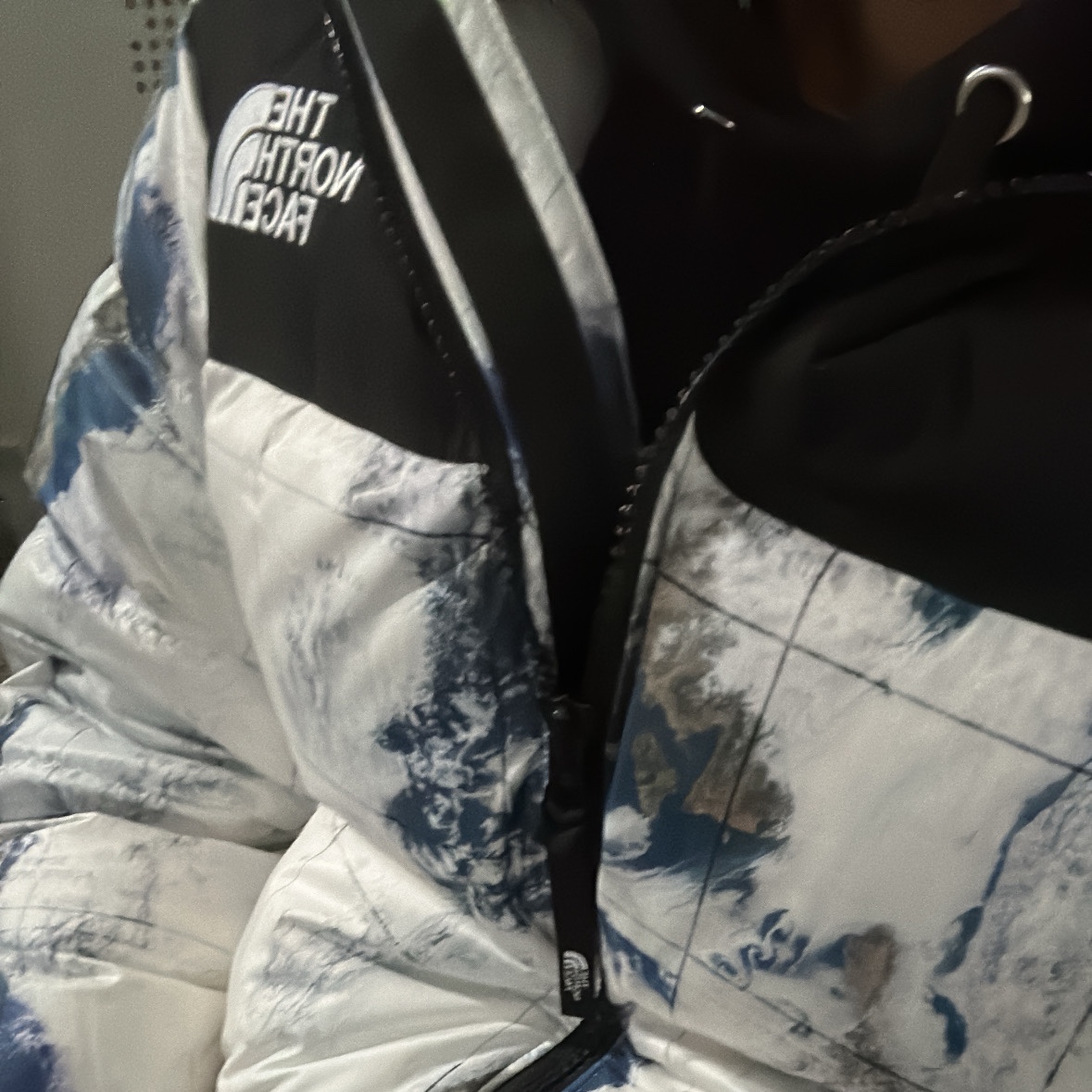 The North Face White Label Novelty Nuptse Down Jacket P White Sand 착용 스타일 - 2