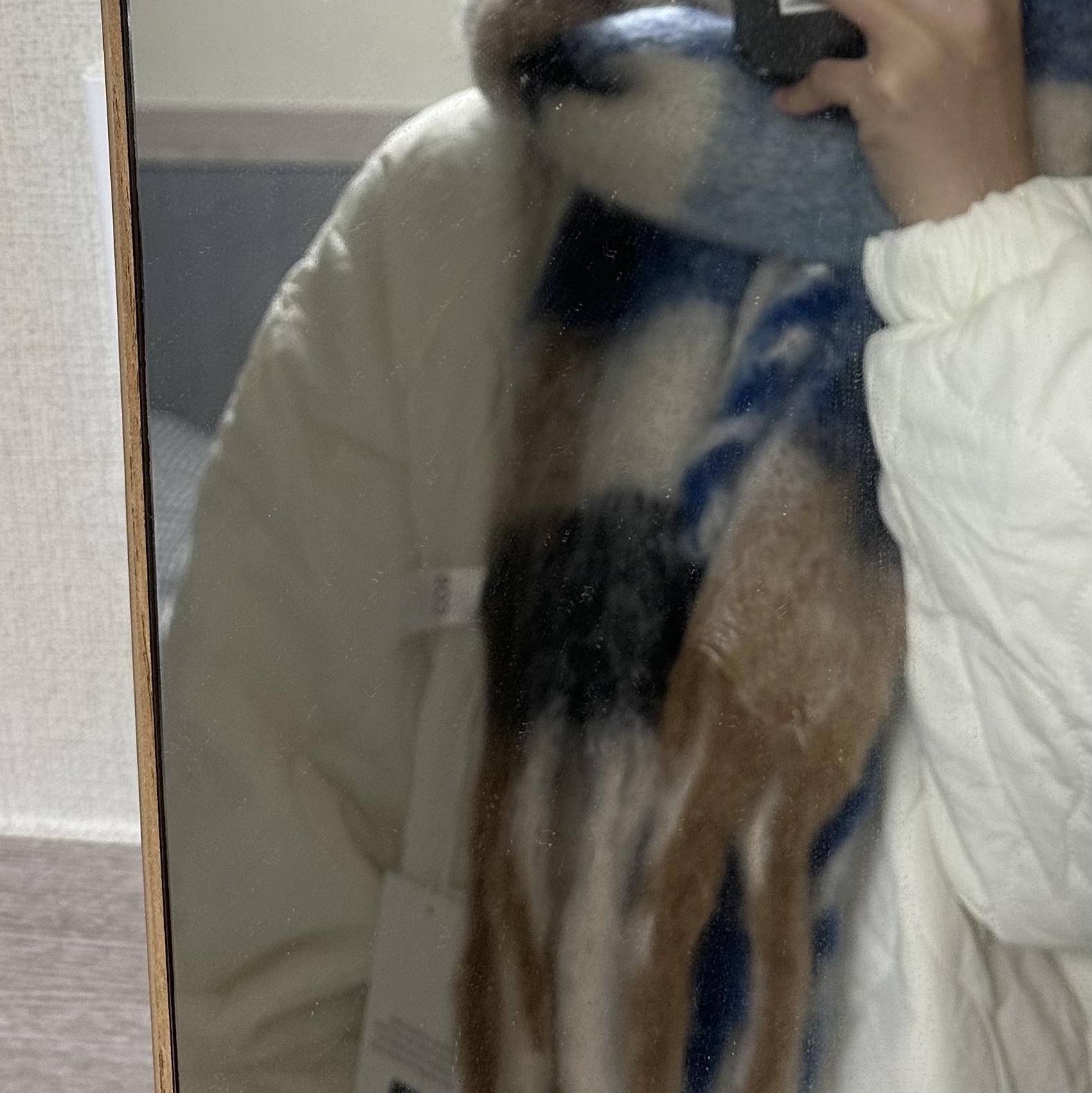 COS Oversized Mohair Blend Muffler Blue Brown Checked 착용 스타일