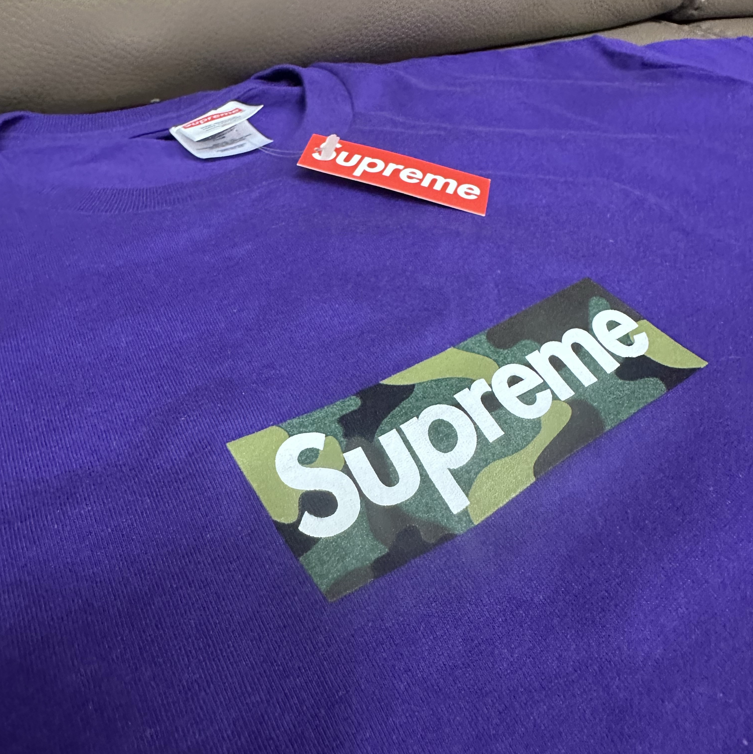 Supreme Box Logo T-Shirt Purple - 23FW 착용 스타일