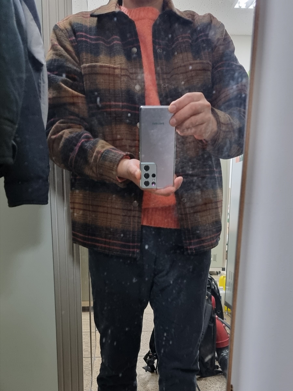 Supreme Lined Flannel Snap Shirt Black - 23FW 착용 스타일