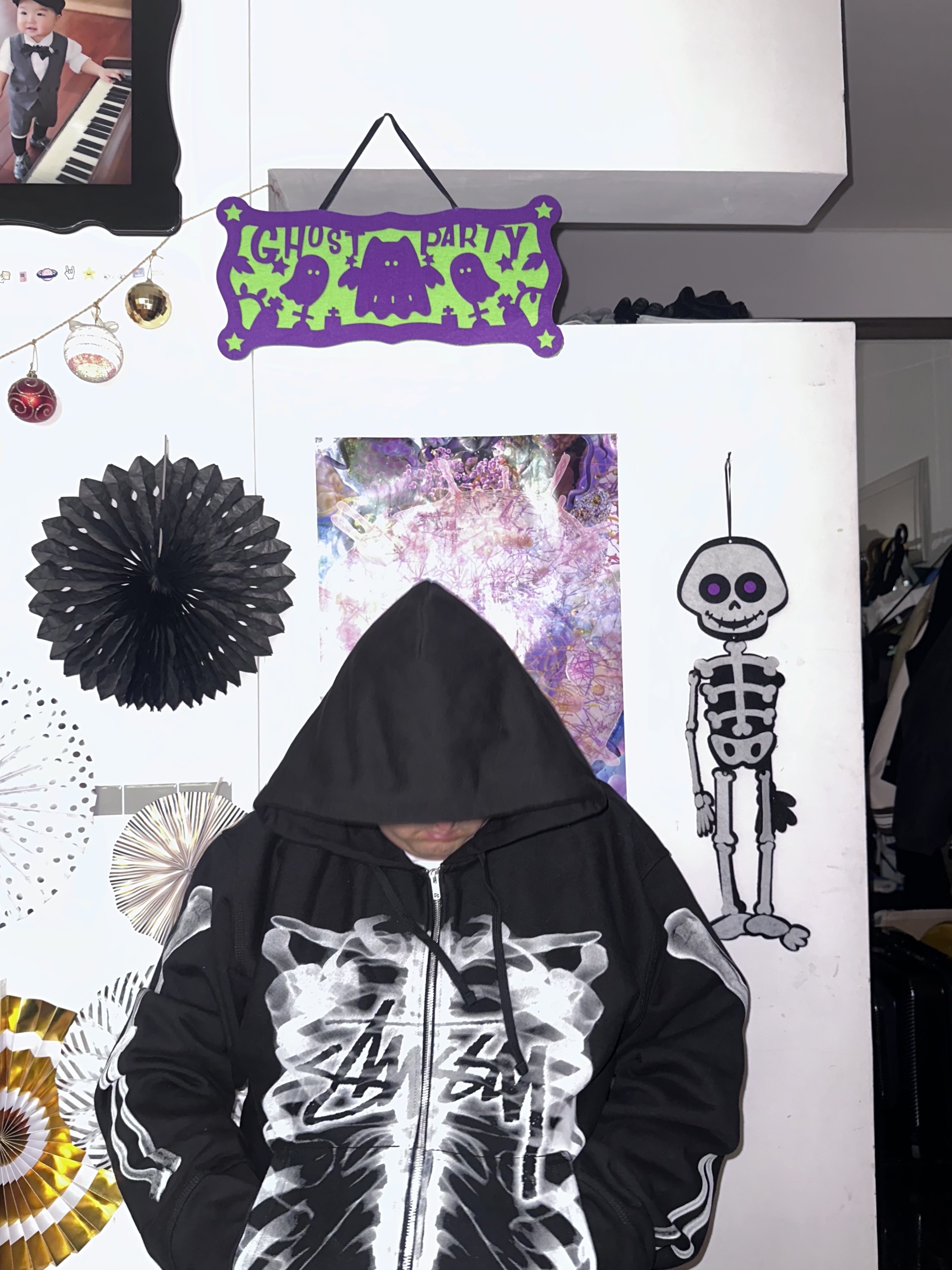 Stussy Rib Cage Zip Hoodie Black White, Stussy Washed Canvas Big OL' Jean Black 착용 스타일 - 2