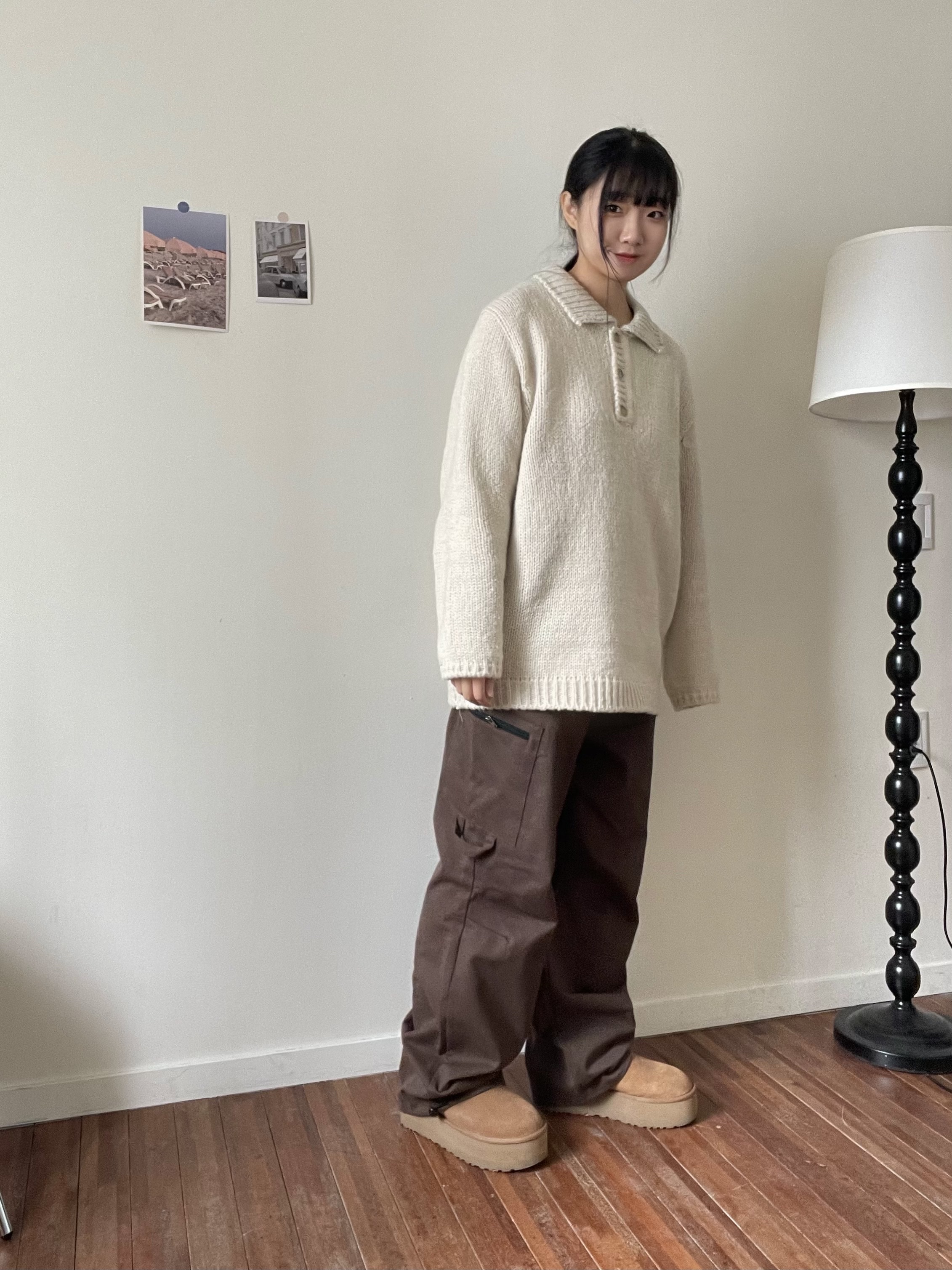 (W) UGG Classic Ultra Mini Platform Boots Chestnut 착용 스타일 - 1