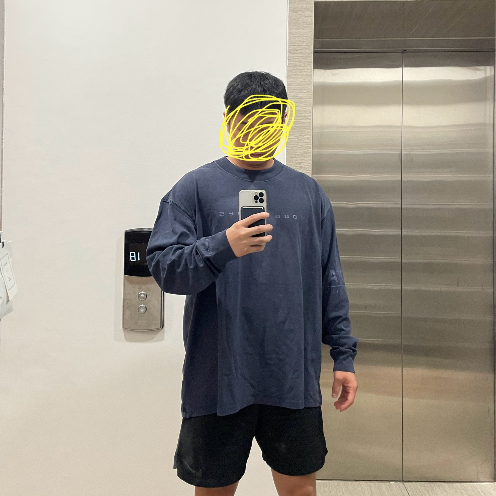 Nike x Drake Nocta 8K Peaks Long Sleeve Mock Dark Obsidian (FQ6556-451) 착용 스타일