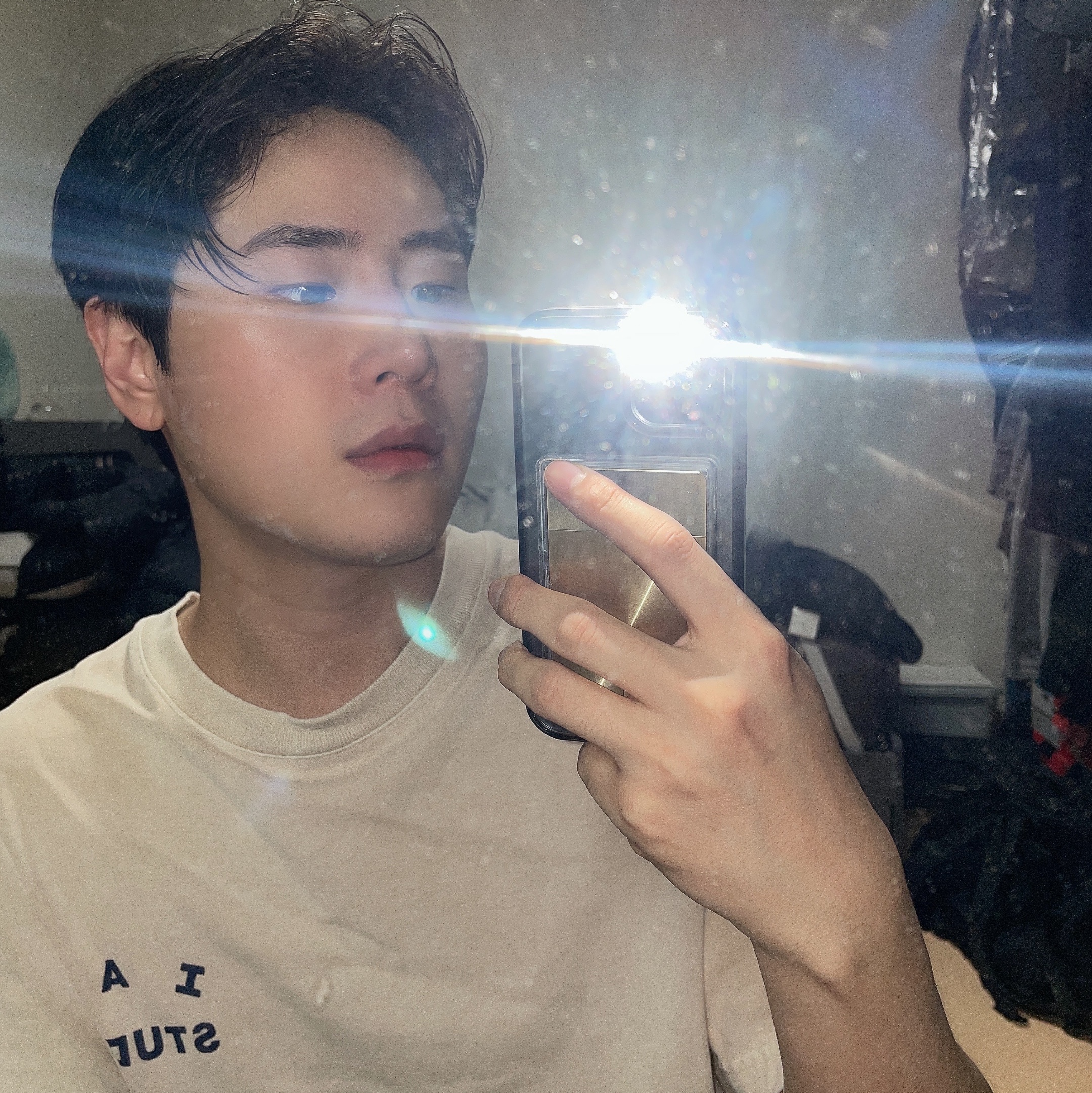 IAB Studio Pigment T-Shirt Oatmeal 착용 스타일 - 2