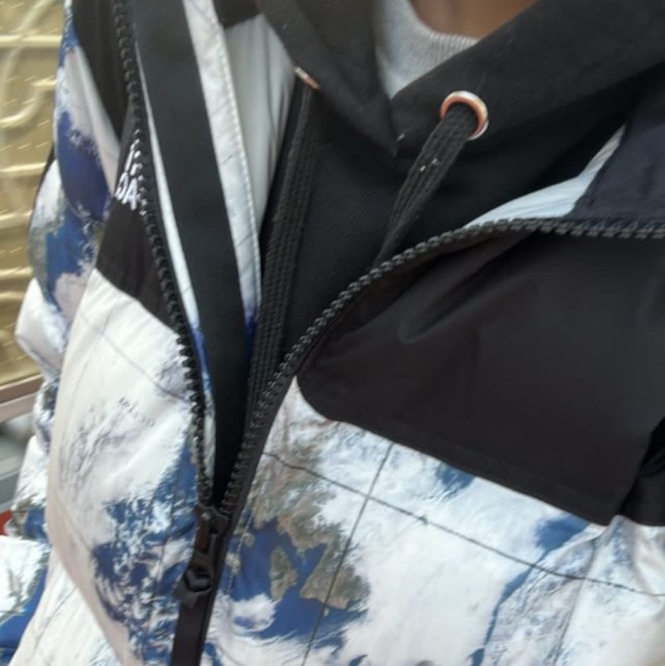 The North Face White Label Novelty Nuptse Down Jacket P White Sand 착용 스타일 - 1
