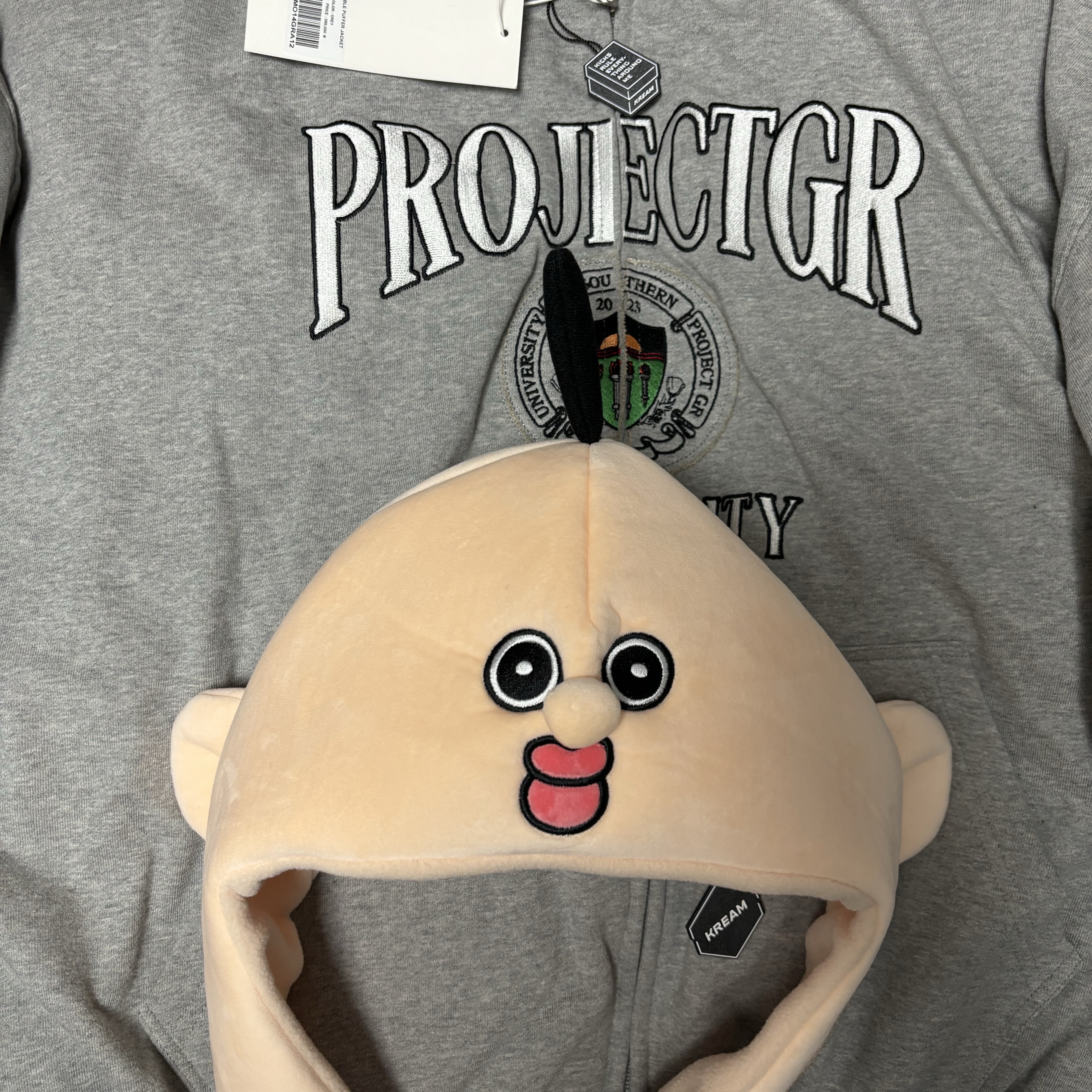 Bbangbbang Military Beret, Project G/R Reversible Hooded Puffer Jacket Grey 착용 스타일