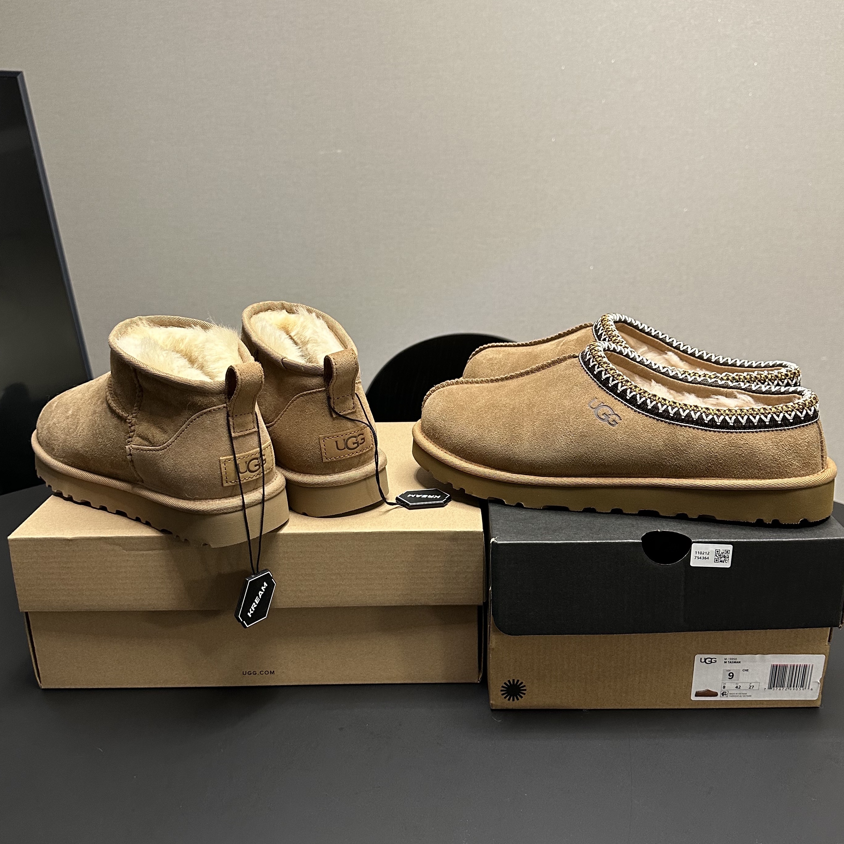 UGG Tasman Slipper Chestnut, (W) UGG Classic Ultra Mini Boots Chestnut 착용 스타일 - 2