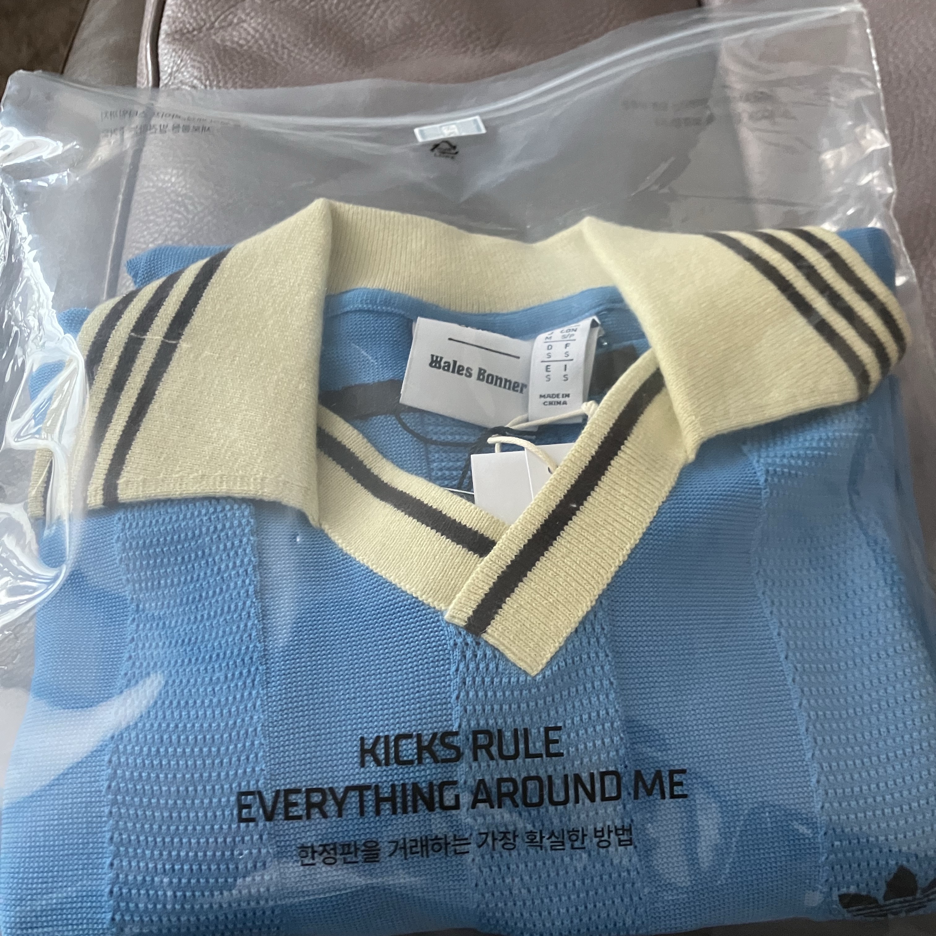 Adidas x Wales Bonner Knit Long Sleeve Football T-Shirt Lucky Blue - US Sizing 착용 스타일 - 1