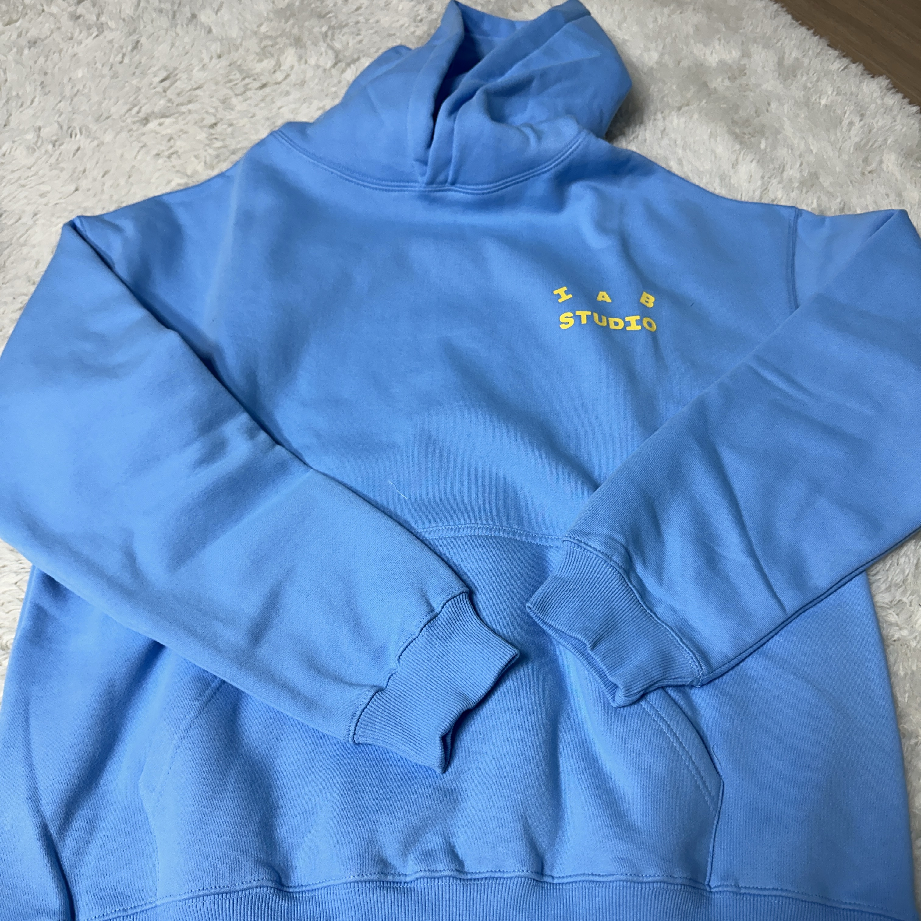 IAB Studio Hoodie Sky Blue Lemon 착용 스타일 - 2
