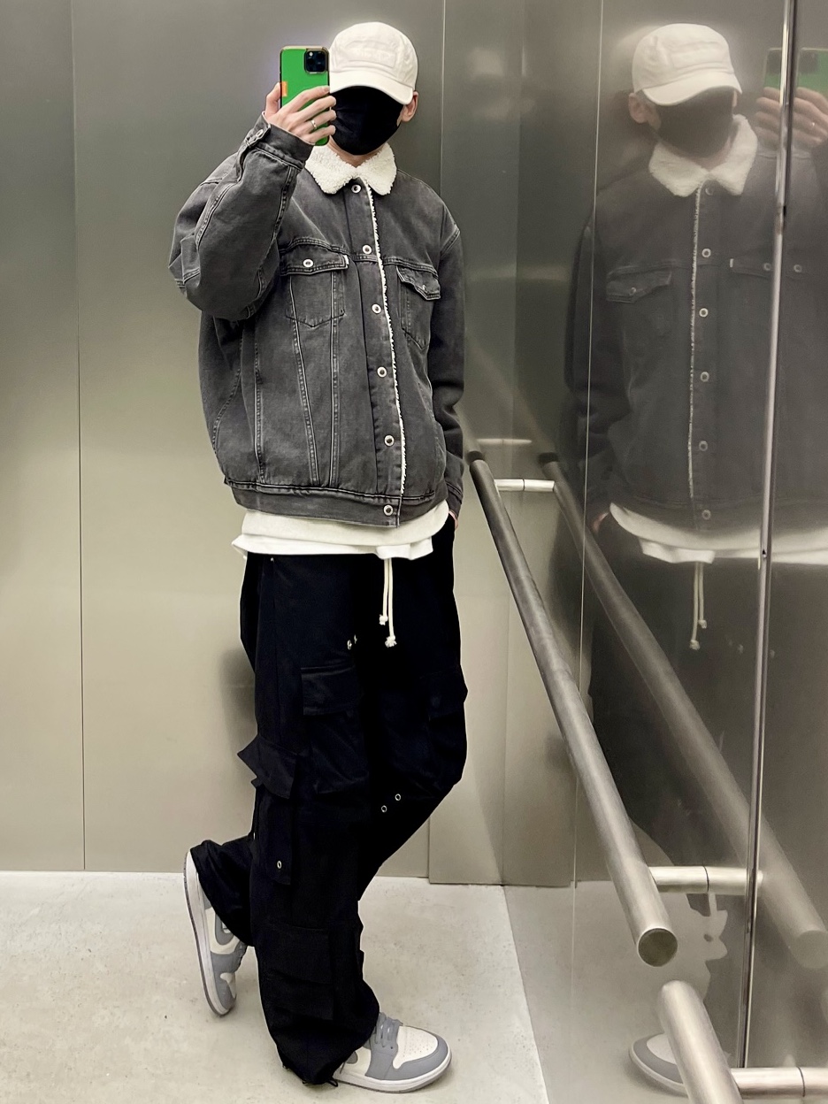 (W) Jordan 1 Mid Sail Stealth, Supreme Washed Chino Twill Camp Cap Natural - 23FW 착용 스타일 - 3