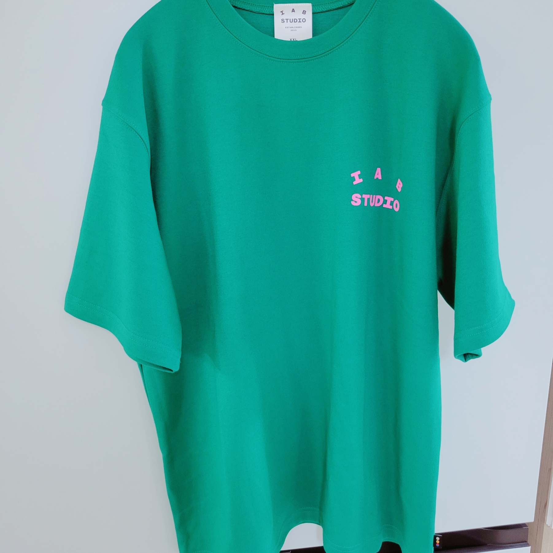 IAB Studio T-Shirt Green Pink 착용 스타일 - 2