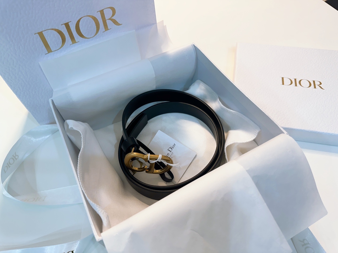 (W) Dior Saddle 20mm Ultrasmooth Calfskin Leather Belt Black Antique Gold 착용 스타일