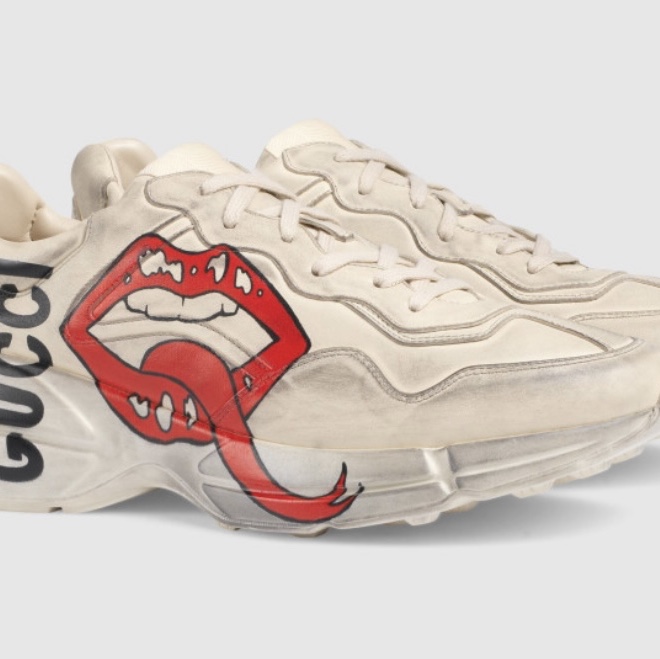 Gucci Rhyton Leather Sneakers Mouth 착용 스타일 - 2