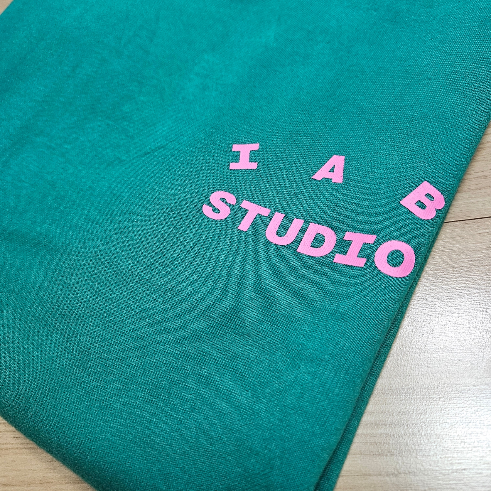 IAB Studio T-Shirt Green Pink 착용 스타일
