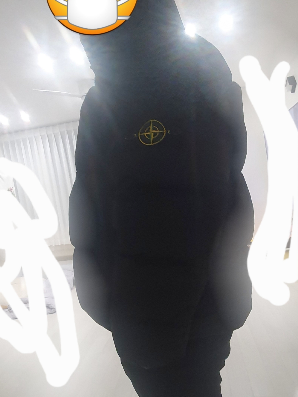 Stone Island 40623 Garment Dyed Crinkle Reps Recycled Nylon Down Jacket Black - 23FW 착용 스타일
