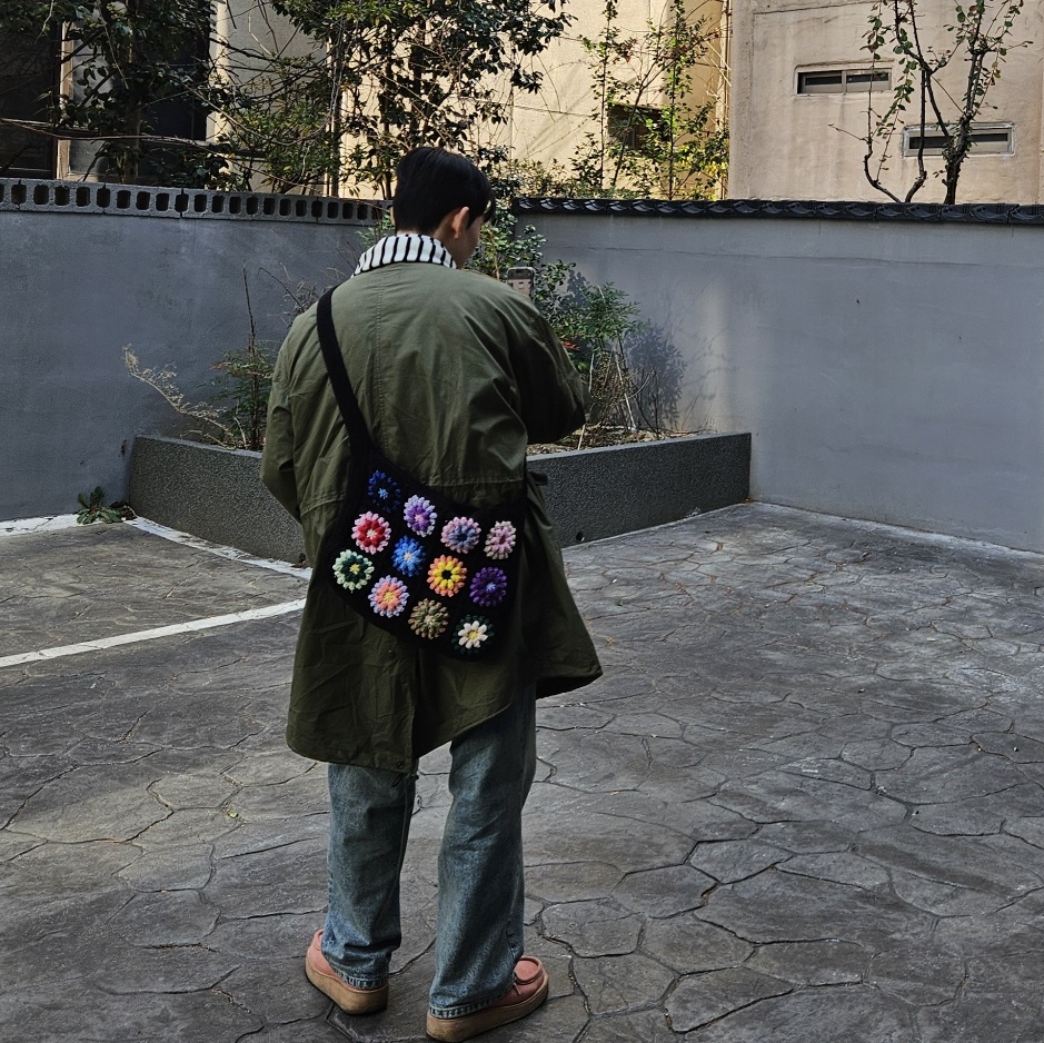 Saint James Scarf Raye Ecru Marine 착용 스타일