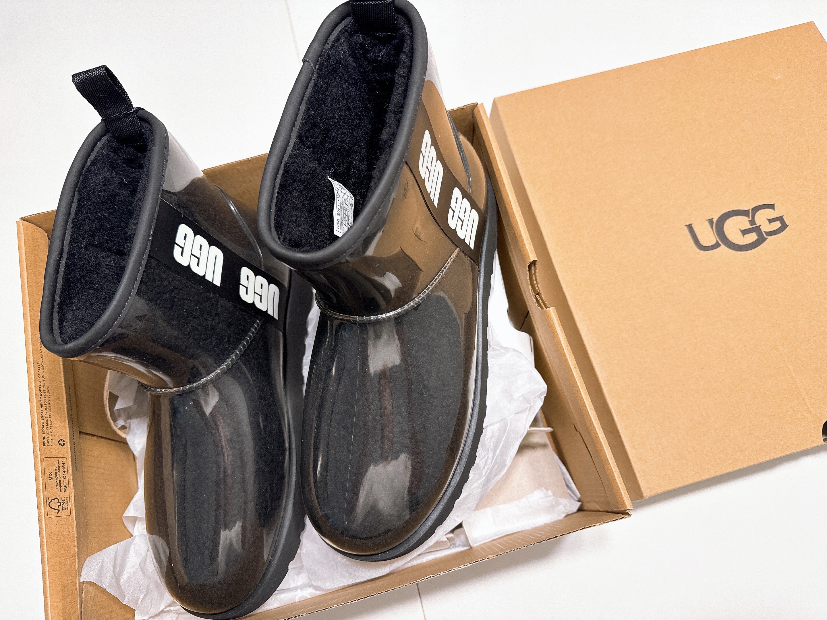 (W) UGG Classic Clear Mini Boots Black 착용 스타일