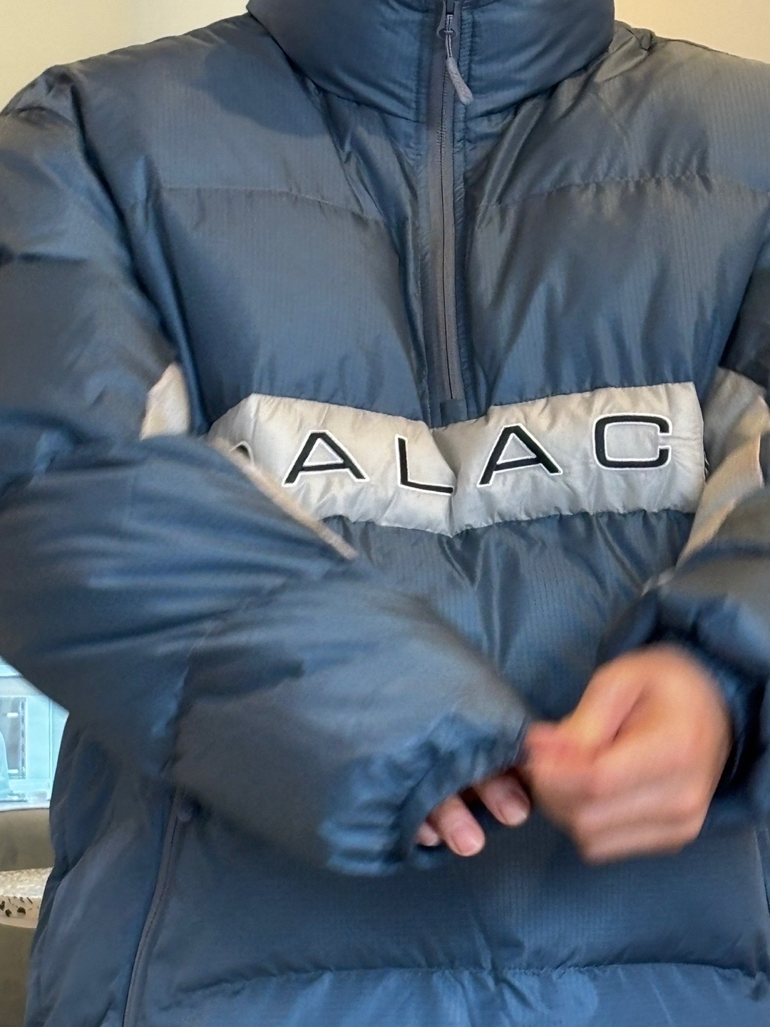 Palace Ripstop Arc Puffa Blue - 23FW 착용 스타일
