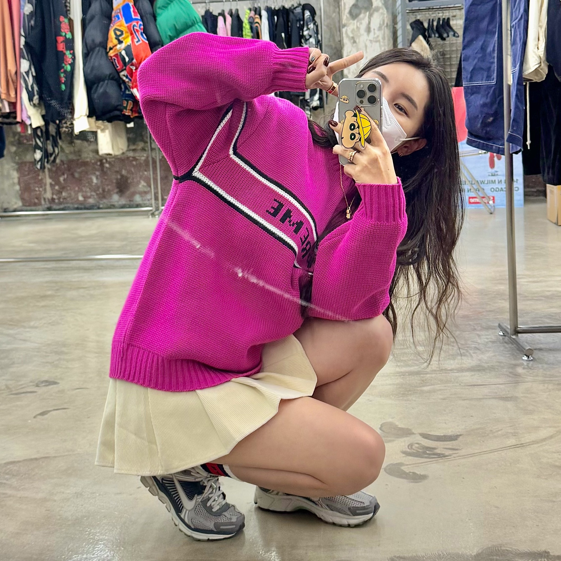Supreme Chest Stripe Sweater Pink - 23FW, (W) Nike Zoom Vomero 5 Cobblestone and Flat Pewter 착용 스타일