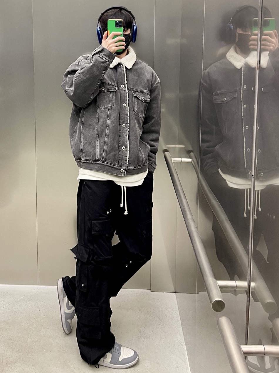 (W) Jordan 1 Mid Sail Stealth, Supreme Washed Chino Twill Camp Cap Natural - 23FW 착용 스타일 - 4