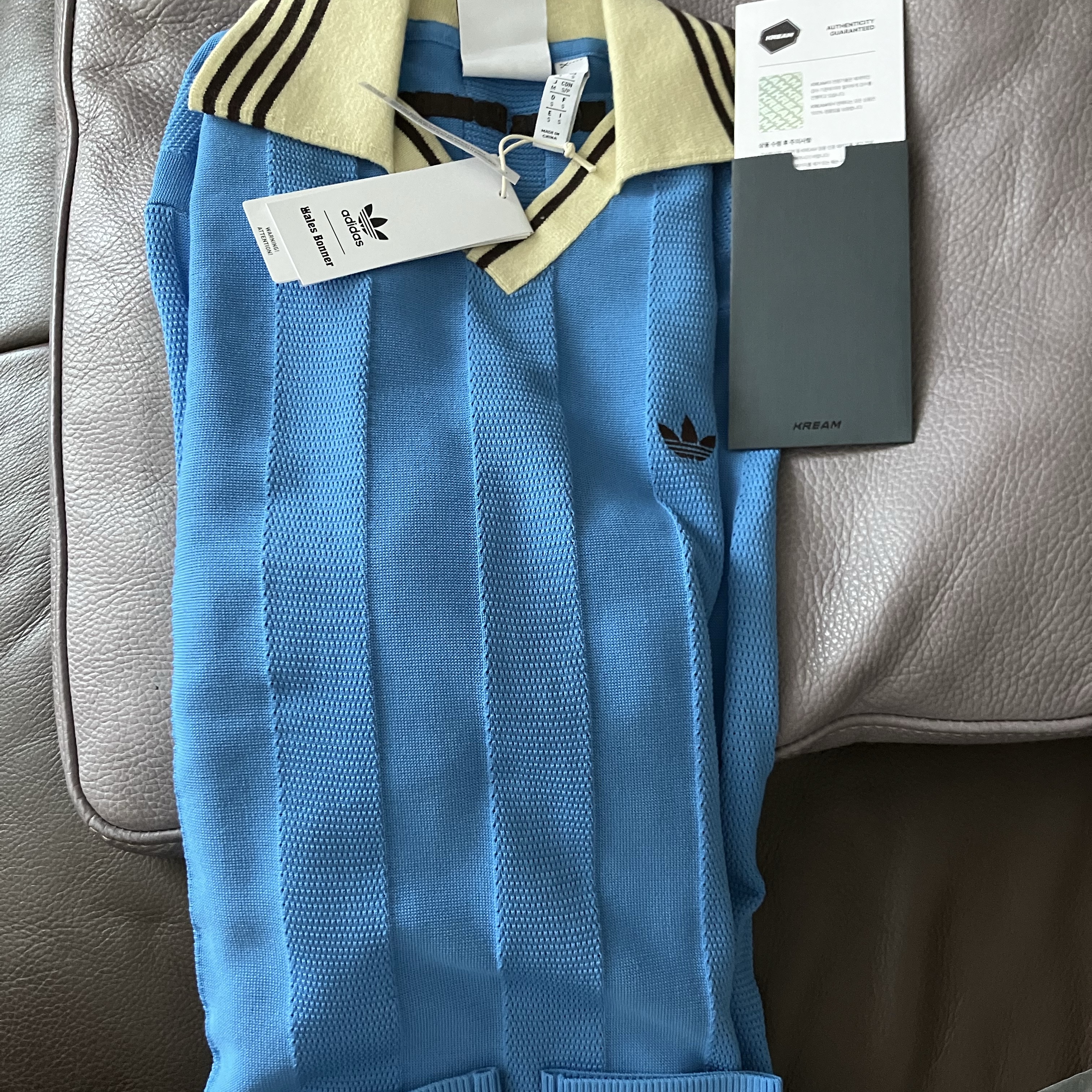 Adidas x Wales Bonner Knit Long Sleeve Football T-Shirt Lucky Blue - US Sizing 착용 스타일 - 3