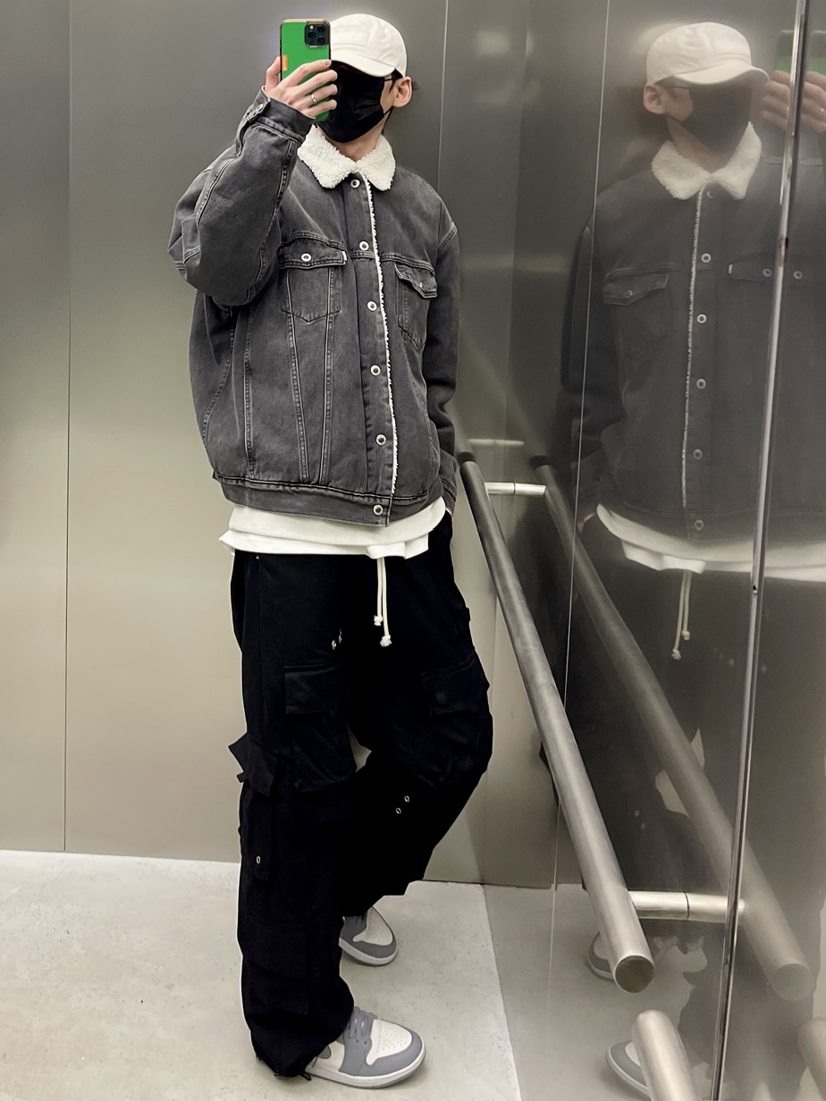 (W) Jordan 1 Mid Sail Stealth, Supreme Washed Chino Twill Camp Cap Natural - 23FW 착용 스타일 - 1