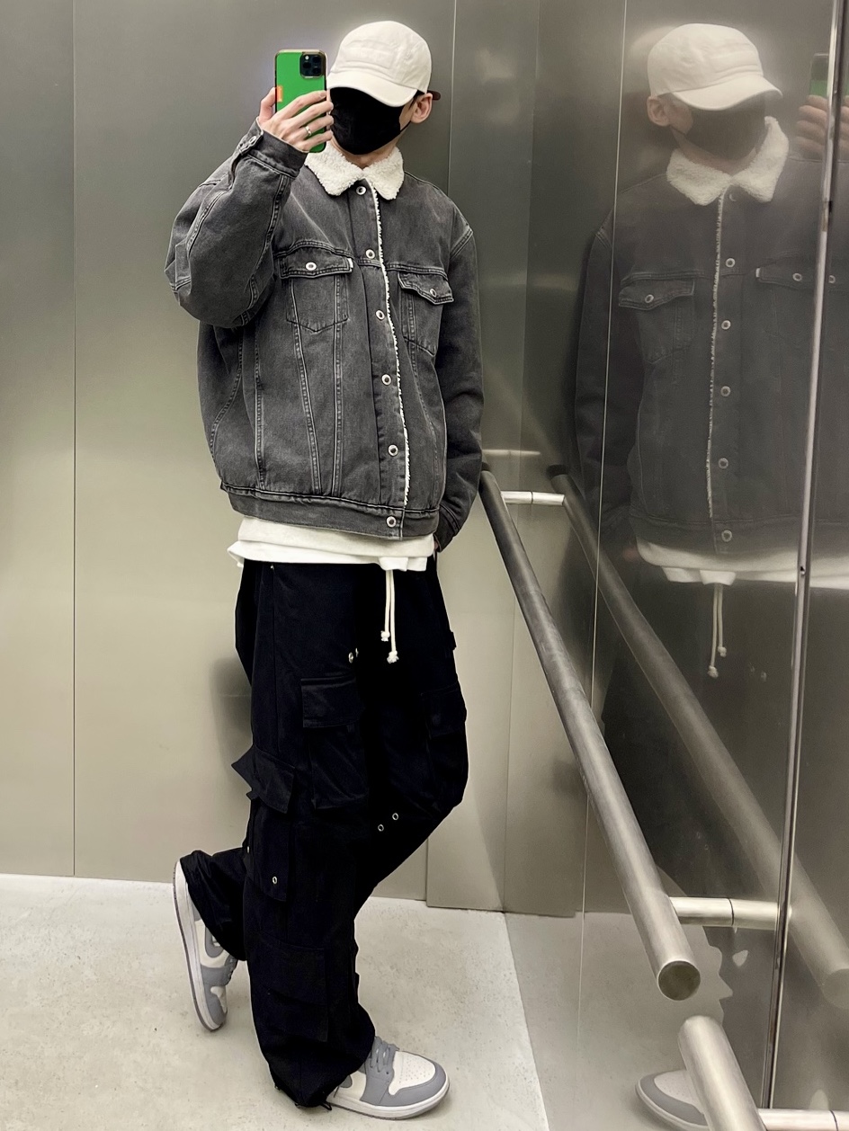 (W) Jordan 1 Mid Sail Stealth, Supreme Washed Chino Twill Camp Cap Natural - 23FW 착용 스타일 - 2