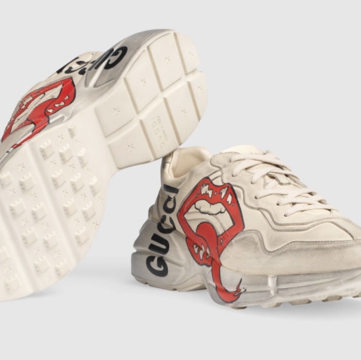 Gucci Rhyton Leather Sneakers Mouth 착용 스타일 - 4