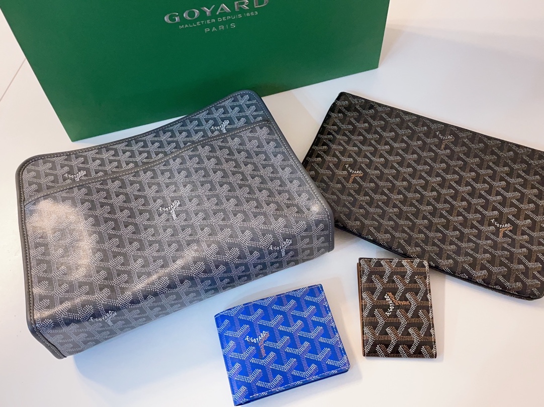Goyard Jouvence MM Toilet Bag Grey, Goyard Insert Victoire Card Holder Black Tan 착용 스타일