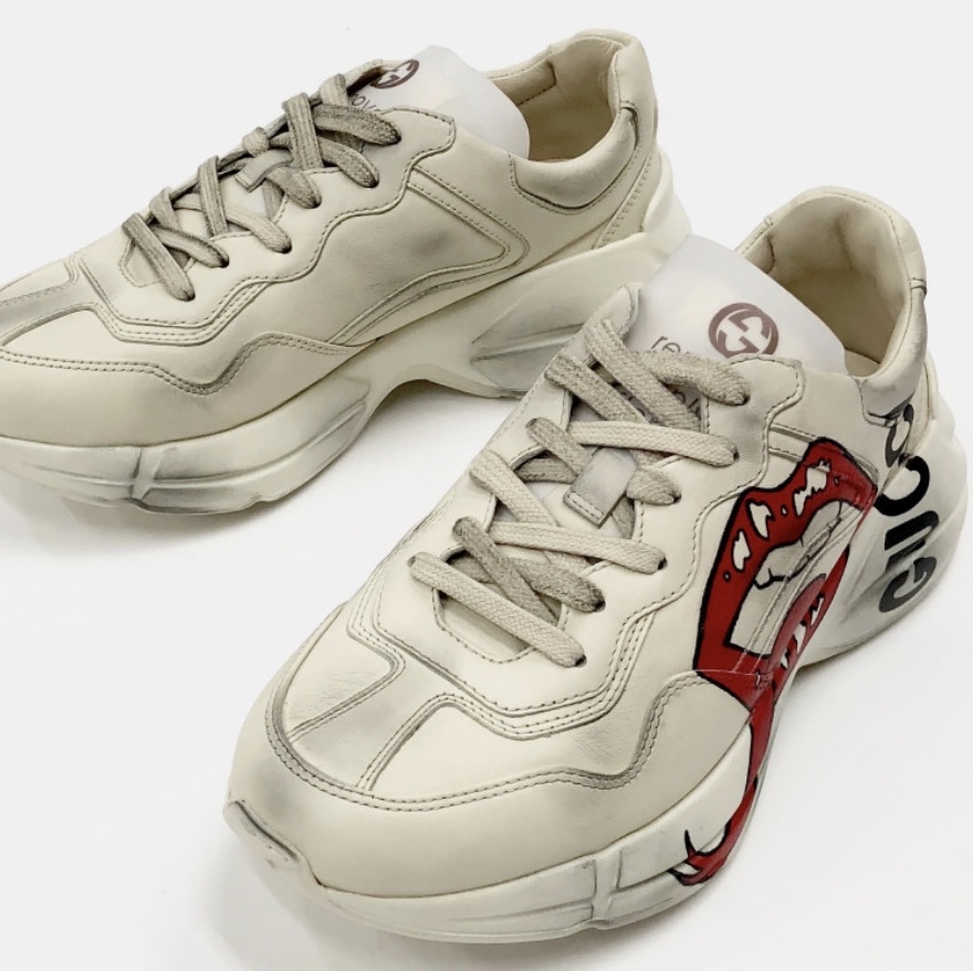 Gucci Rhyton Leather Sneakers Mouth 착용 스타일 - 1