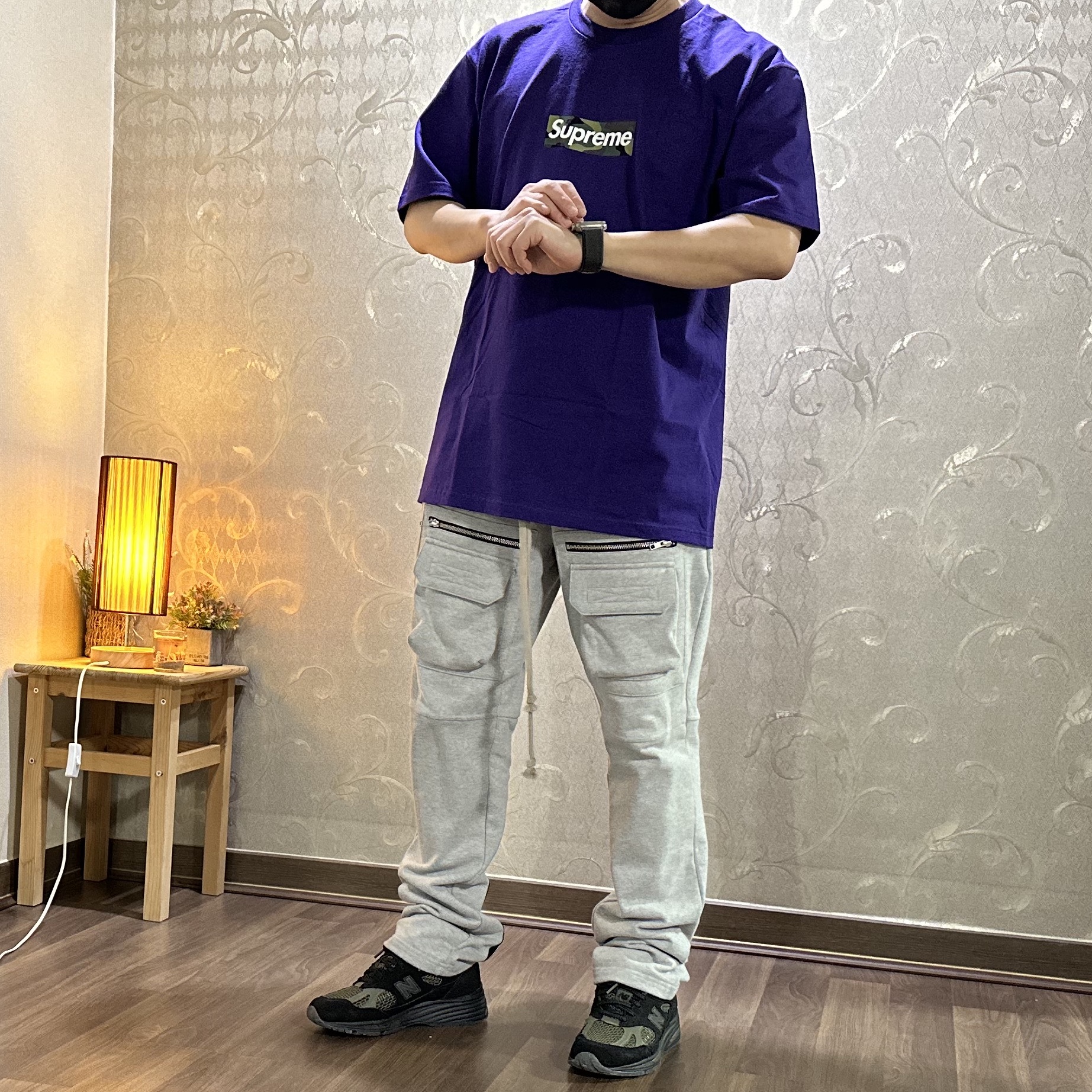 Supreme Box Logo T-Shirt Purple - 23FW 착용 스타일 - 2