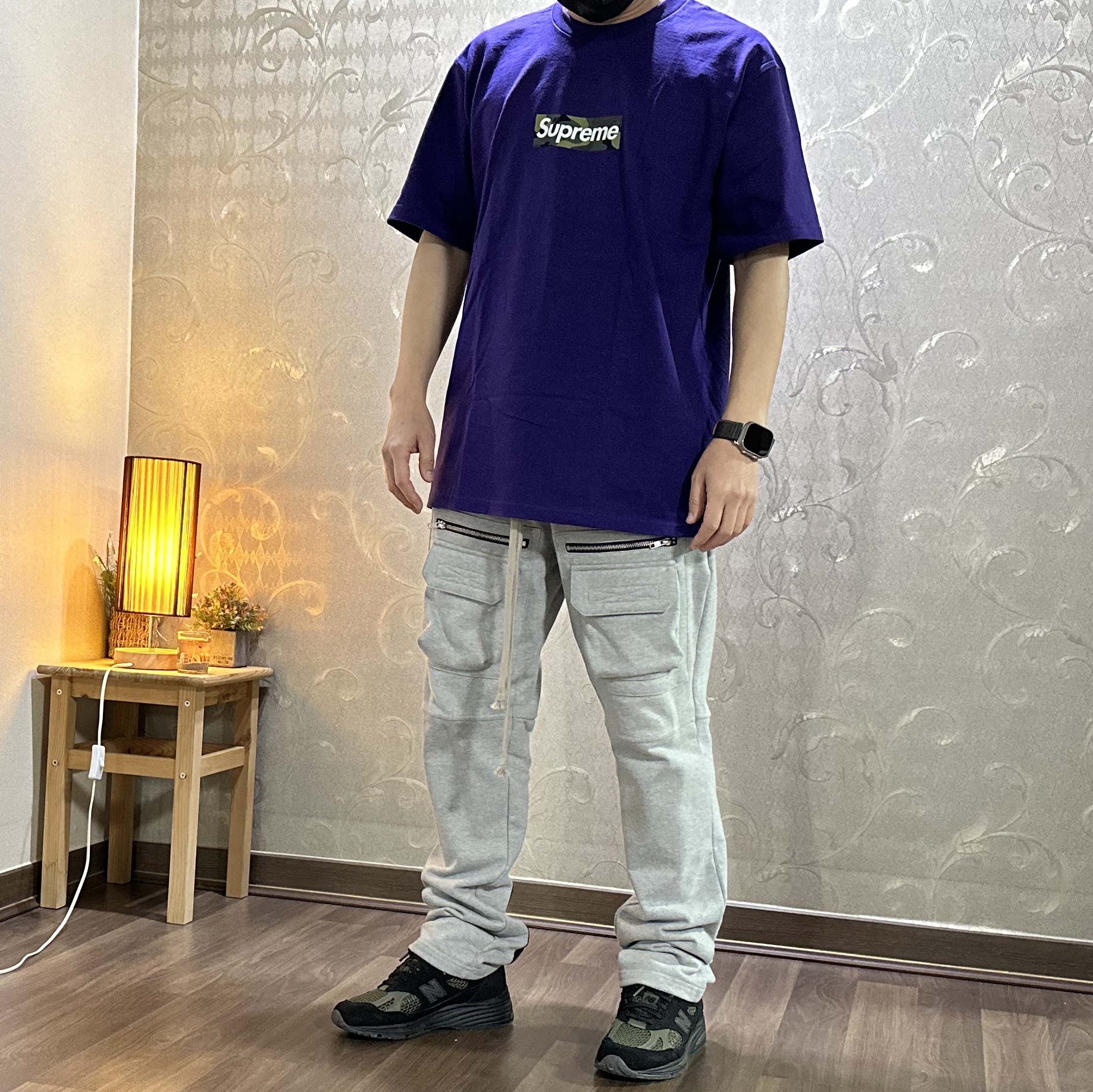 Supreme Box Logo T-Shirt Purple - 23FW 착용 스타일 - 3