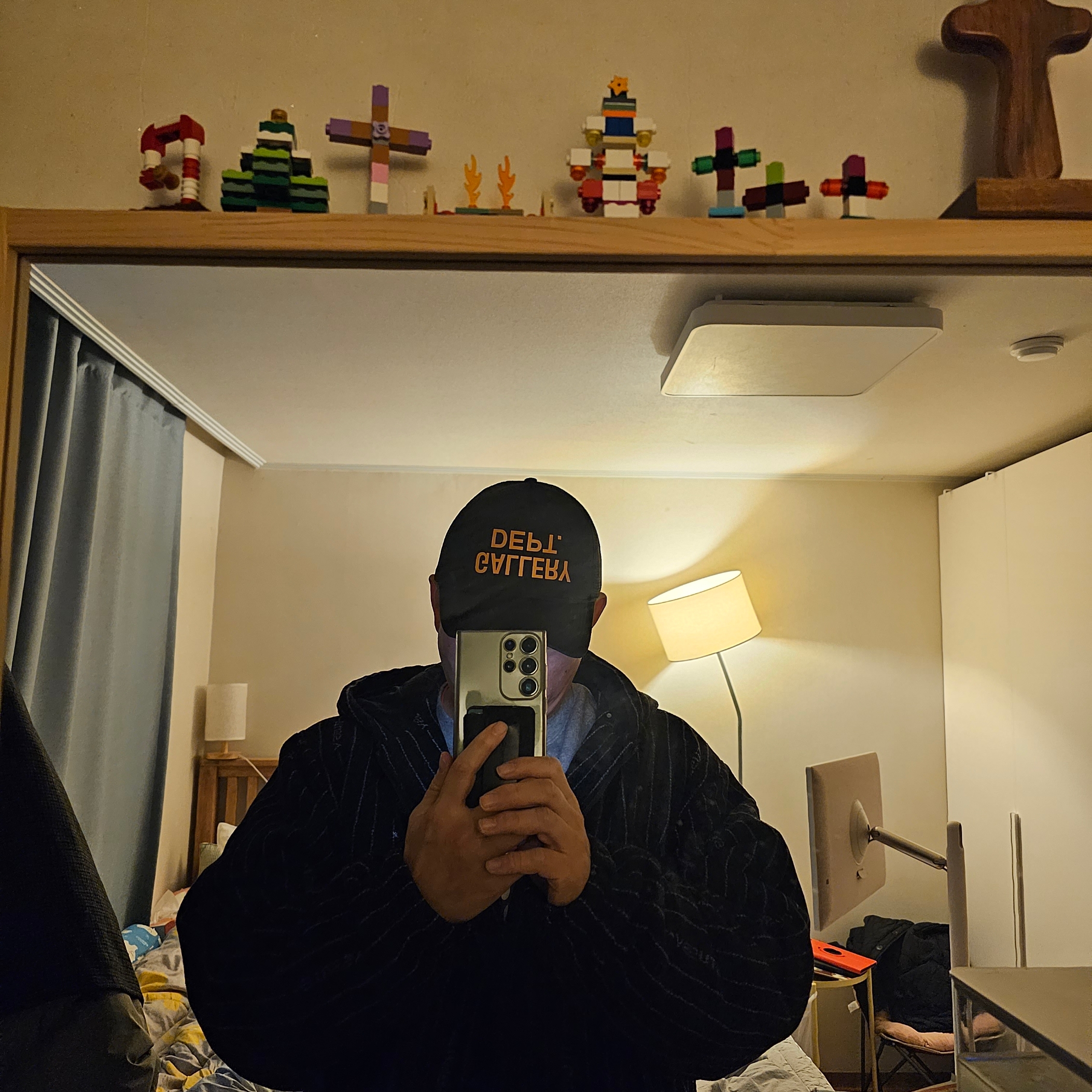 Nike x Stussy NRG Striped Wool Jacket Black (DR4023-010), Gallery Dept. Fucked Up Trucker Cap Black 착용 스타일