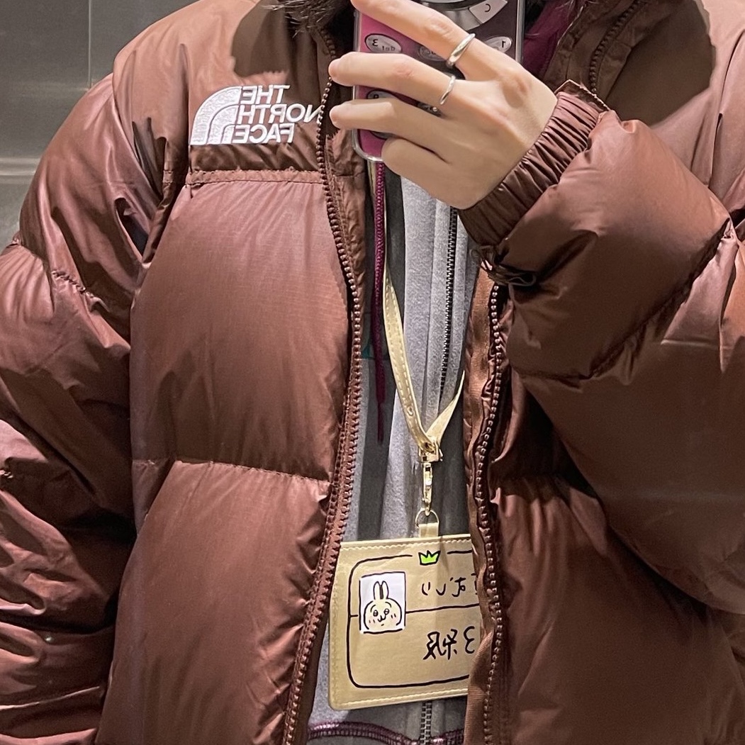 The North Face 1996 Retro Nuptse Jacket Dark Oak 착용 스타일