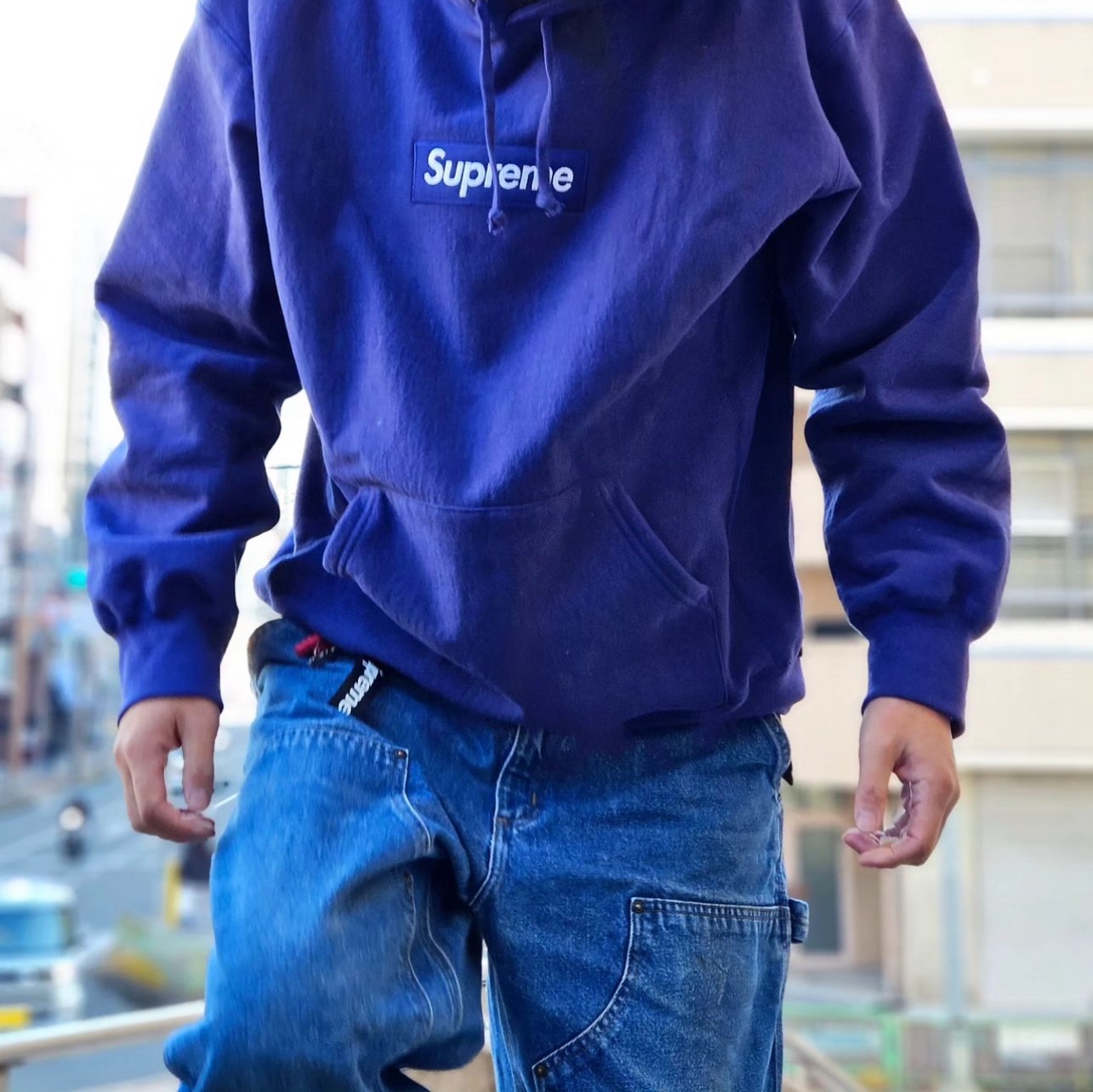 Supreme Box Logo Hooded Sweatshirt Black - 23FW, Supreme Box Logo Hooded Sweatshirt Blue - 23FW 착용 스타일 - 7