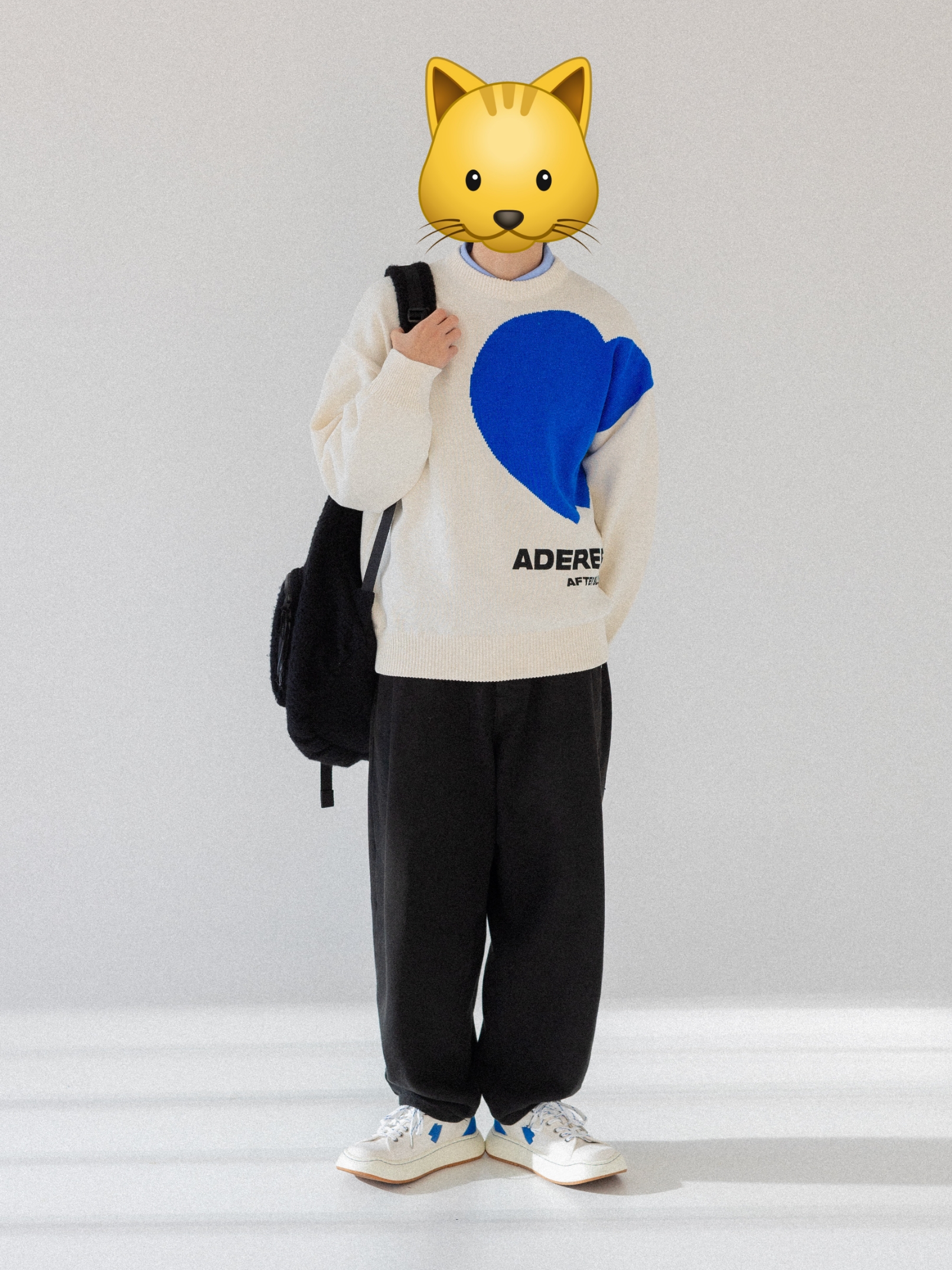 Ader Error Twin Heart Logo Knit Ivory, Ader Error Log; Canv White 착용 스타일 - 1