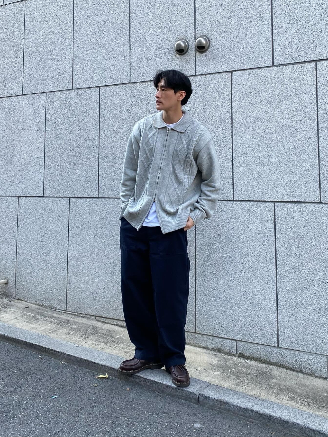 Paraboot Michael Lisse Cafe 착용 스타일 - 1