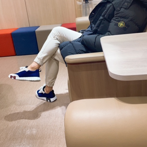 Hermes Bouncing Sneakers Mesh Suede Goatskin & Multicolore Marine, Stone Island 70123 Crinkle Reps Hooded Long Down Jacket Black - 20FW 착용 스타일