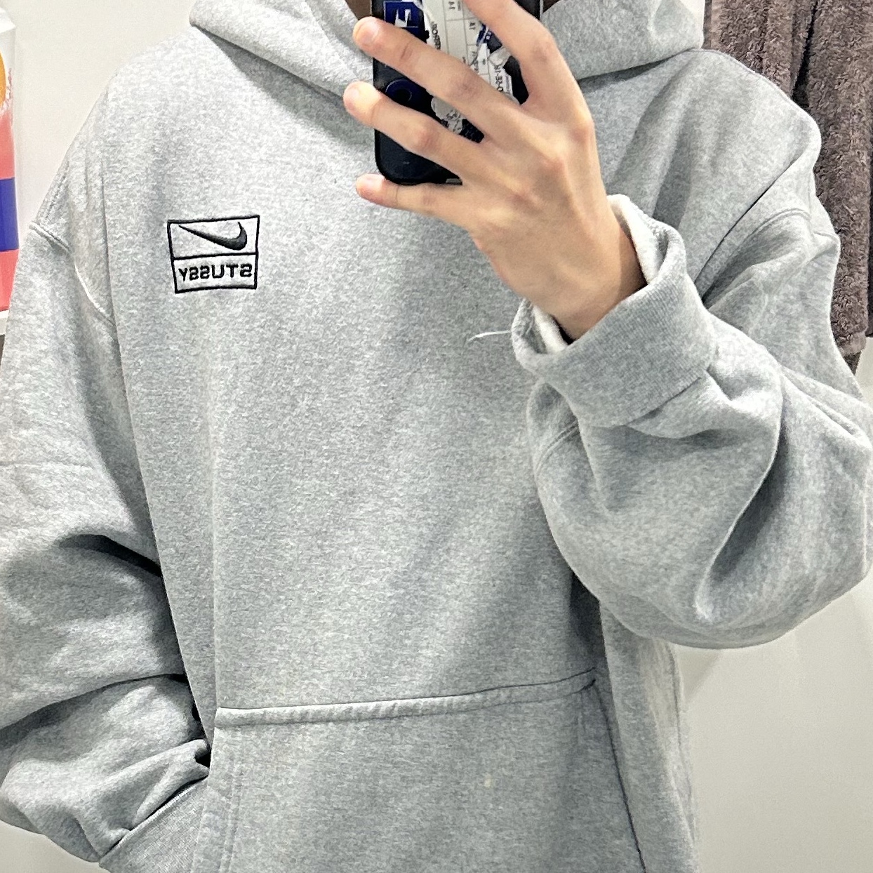 Nike x Stussy NRG RA Pullover Hoodie Dark Grey Heather (DJ9488-063) 착용 스타일
