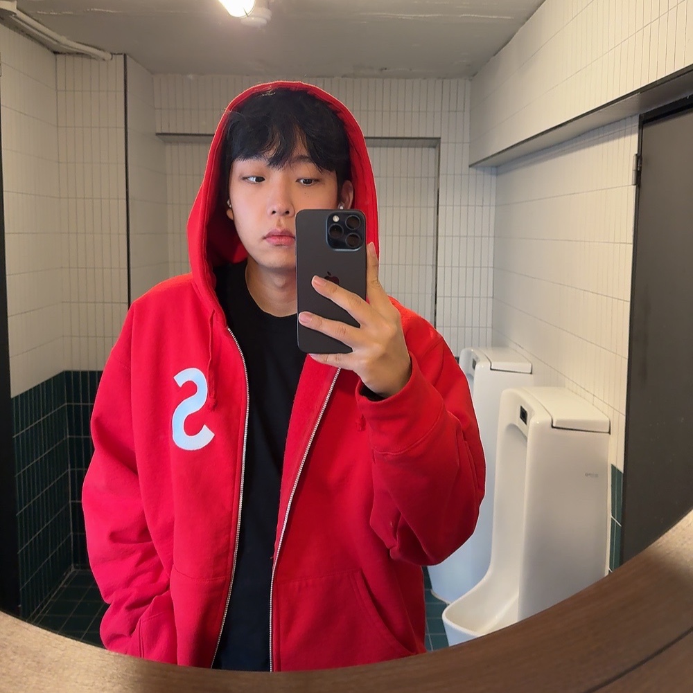 Supreme S Logo Zip Up Hooded Sweatshirt Red - 23FW 착용 스타일