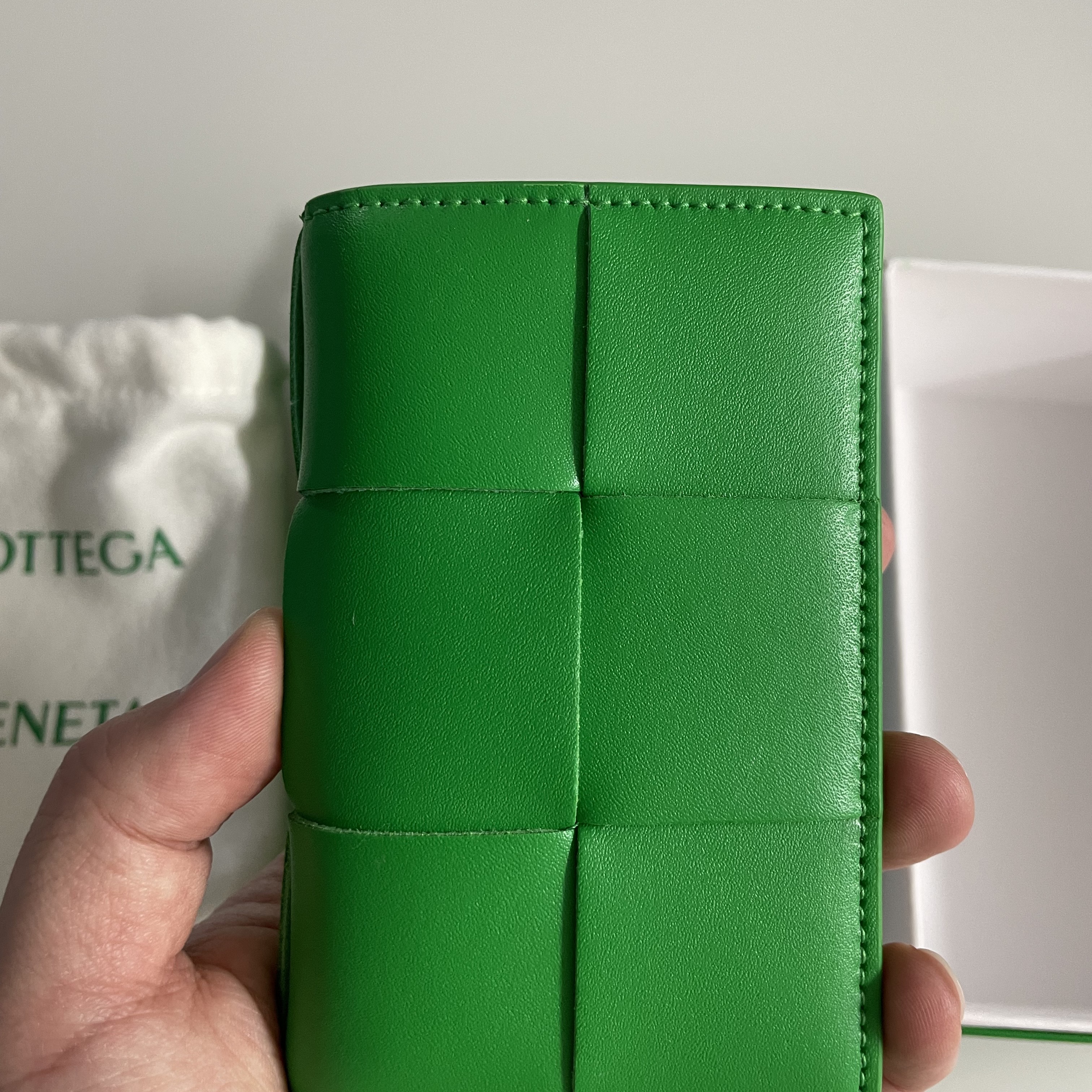 Bottega Veneta Flap Card Case Parakeet 착용 스타일 - 1