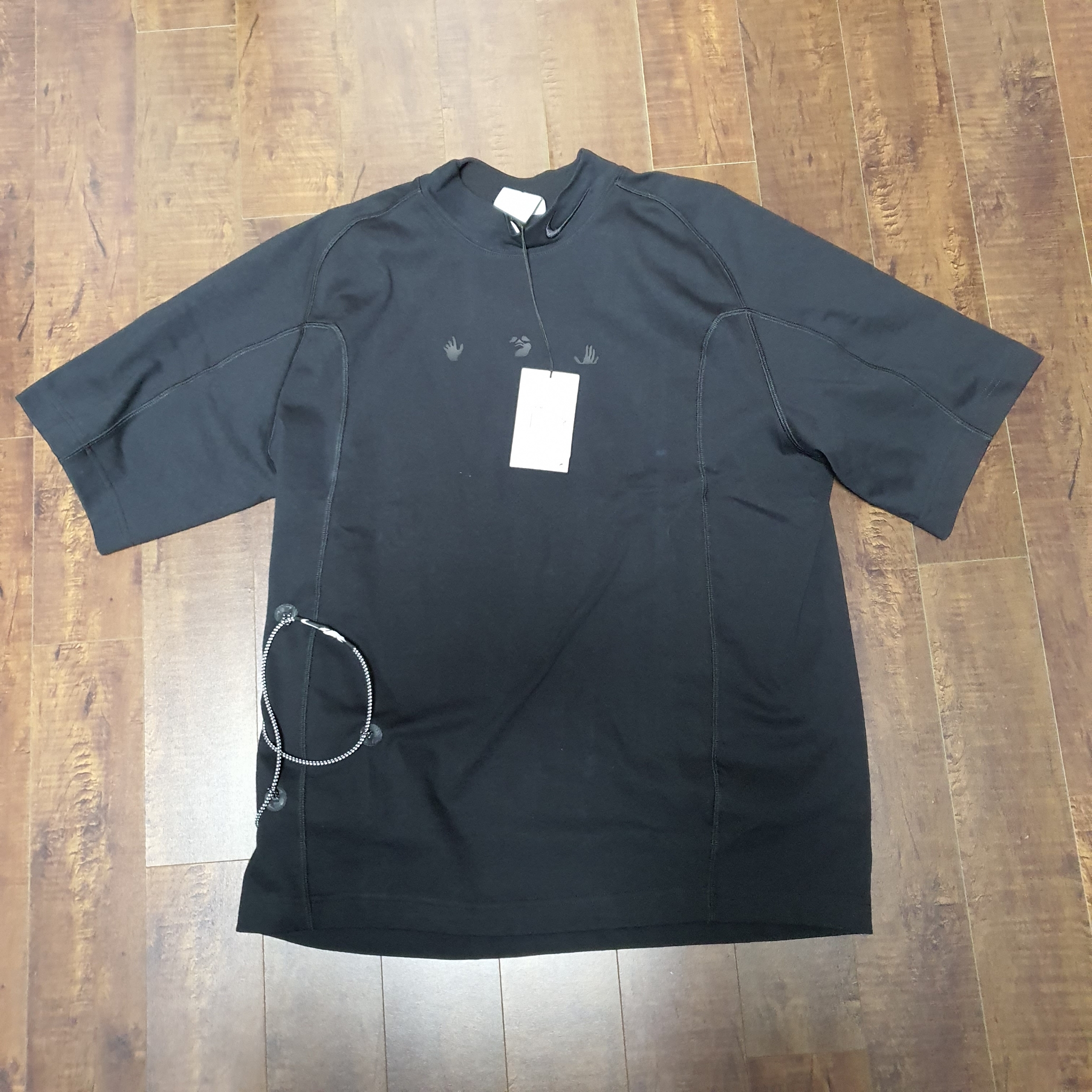 Nike x Off-White Mock Neck Short Sleeve Top Black - Asia 착용 스타일