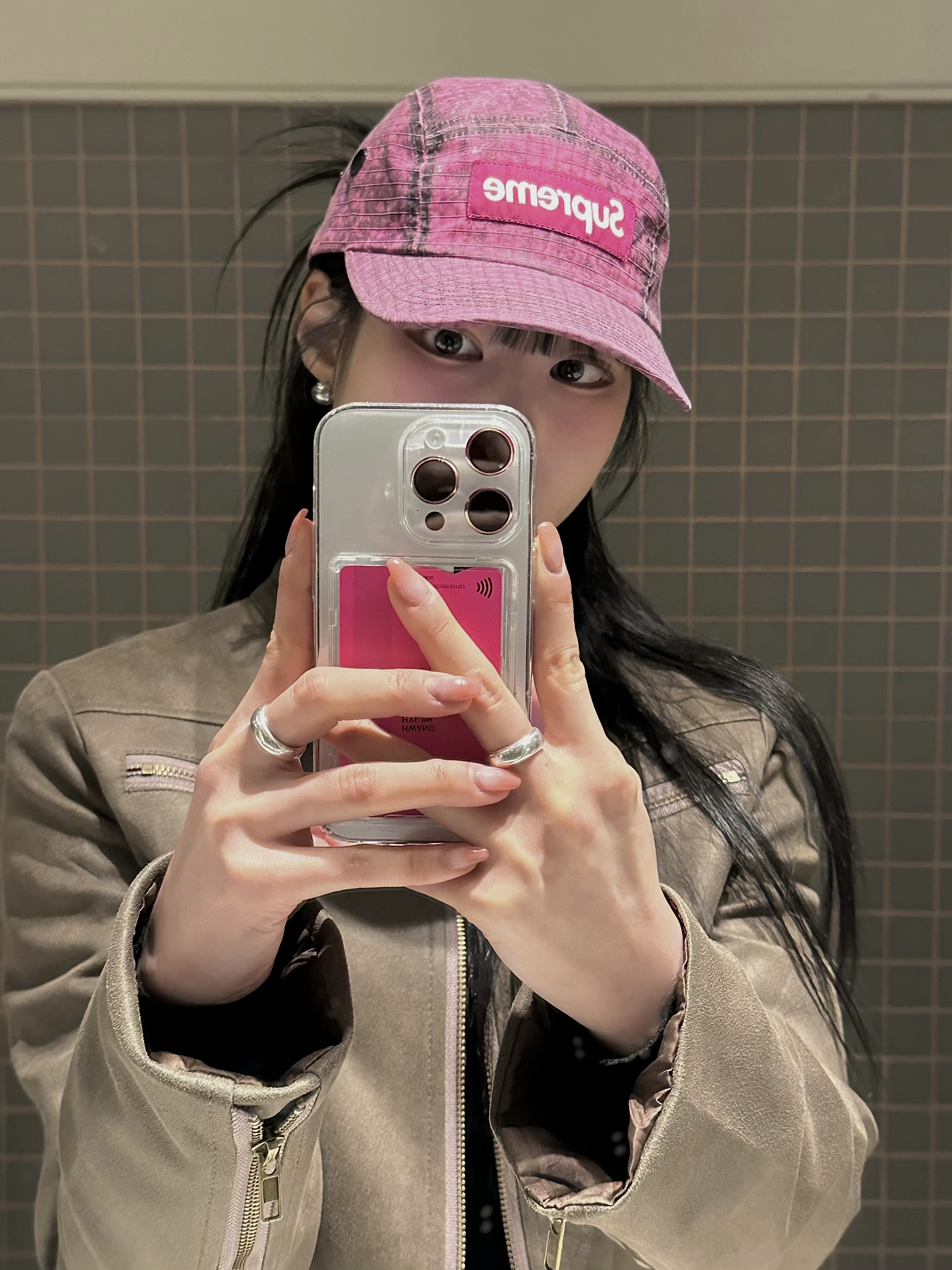 Supreme Distressed Ripstop Camp Cap Pink - 23FW 착용 스타일
