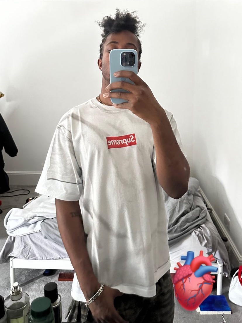 Supreme x MM6 Maison Margiela Box Logo T-Shirt White - 24SS 착용 스타일