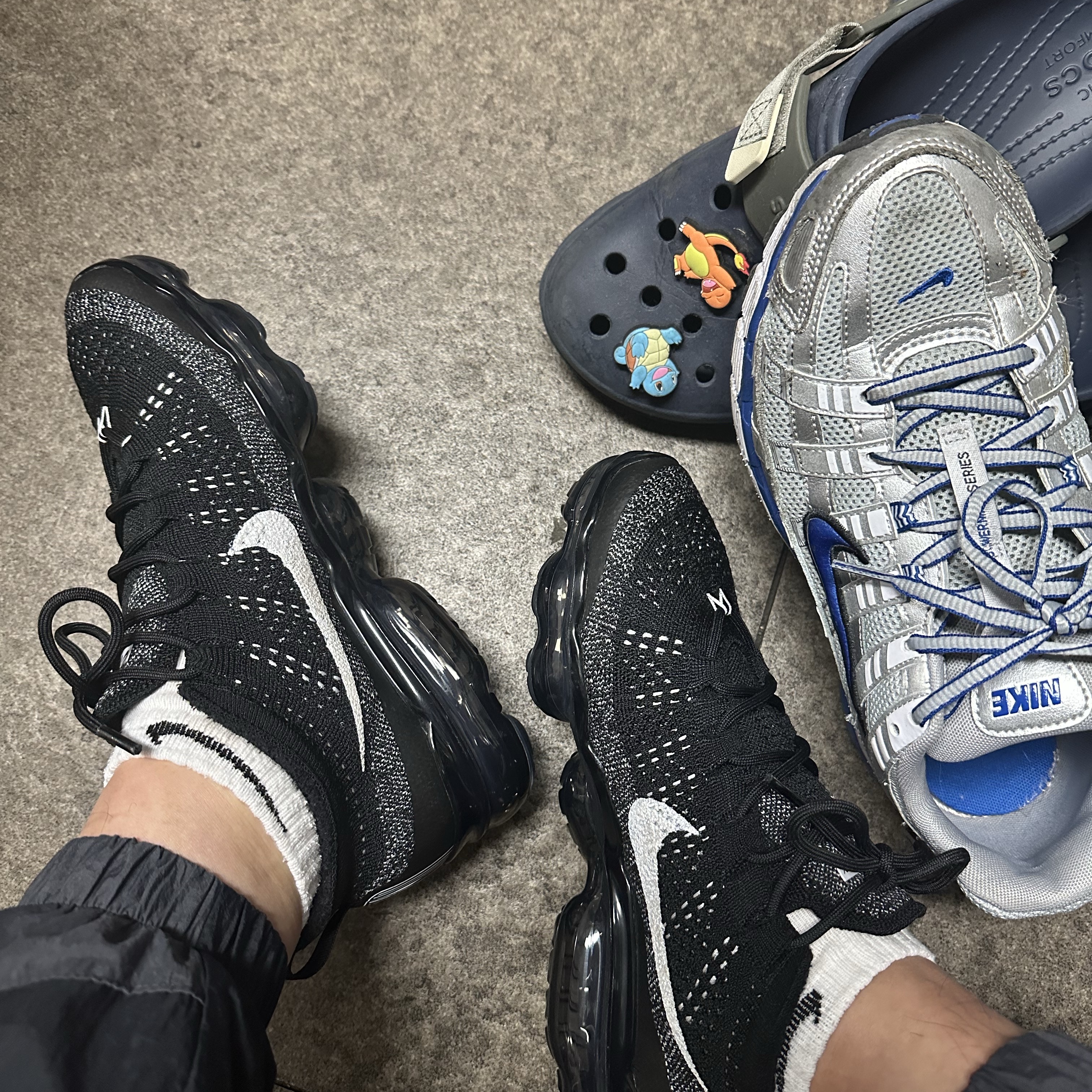 Nike Air VaporMax 2023 Flyknit Black, (W) Nike P-6000 Laser Blue 착용 스타일 - 1