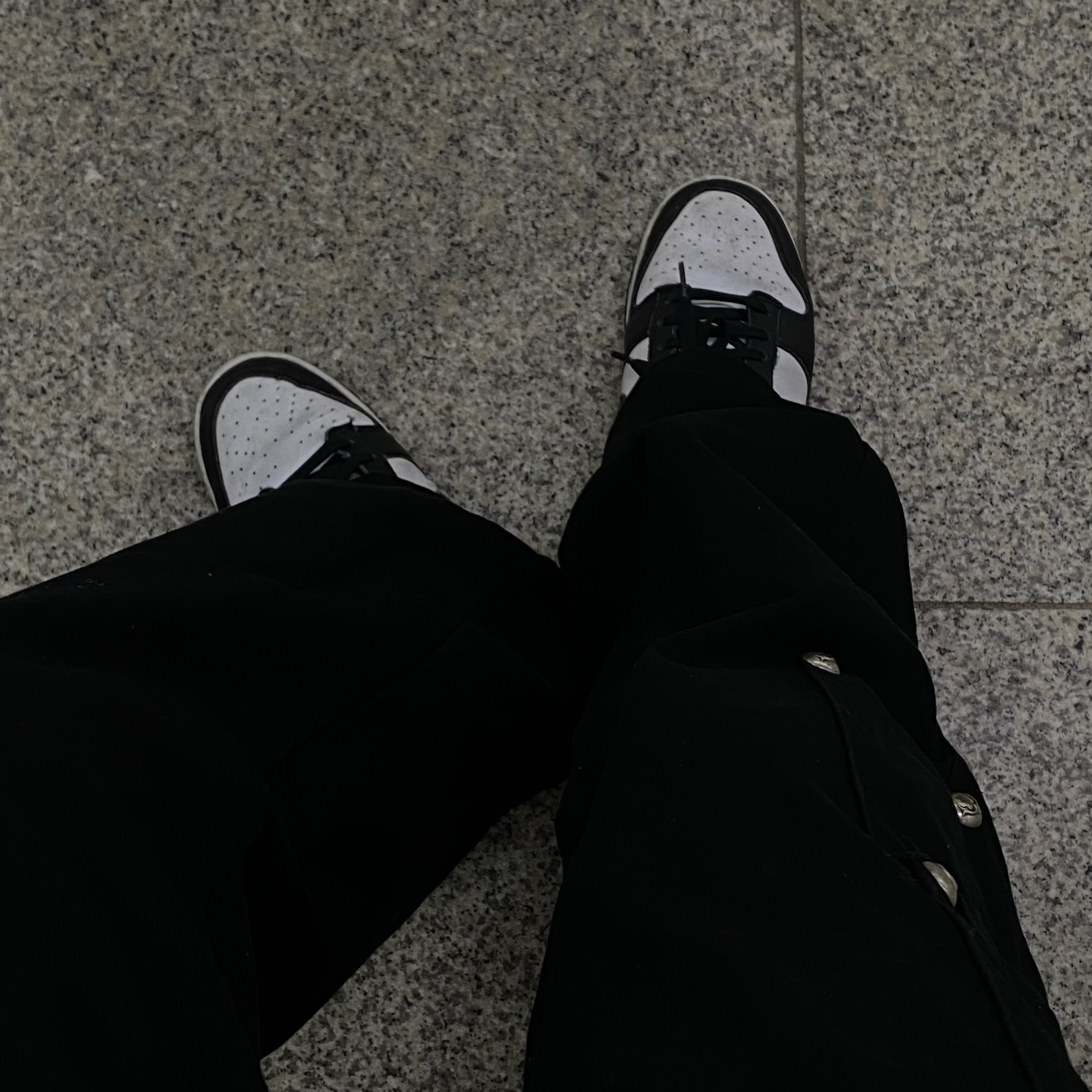 Nike Dunk Low Retro Black, Thug Club Thug Pants (2) Black 착용 스타일