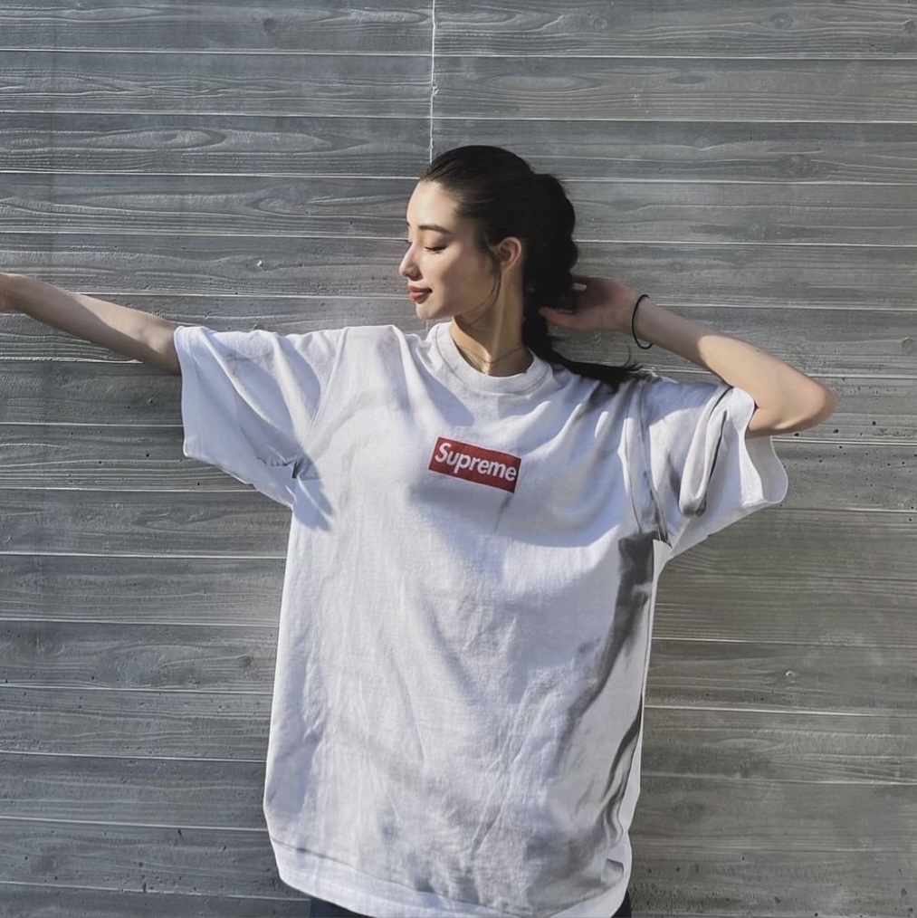 Supreme x MM6 Maison Margiela Box Logo T-Shirt White - 24SS 착용 스타일