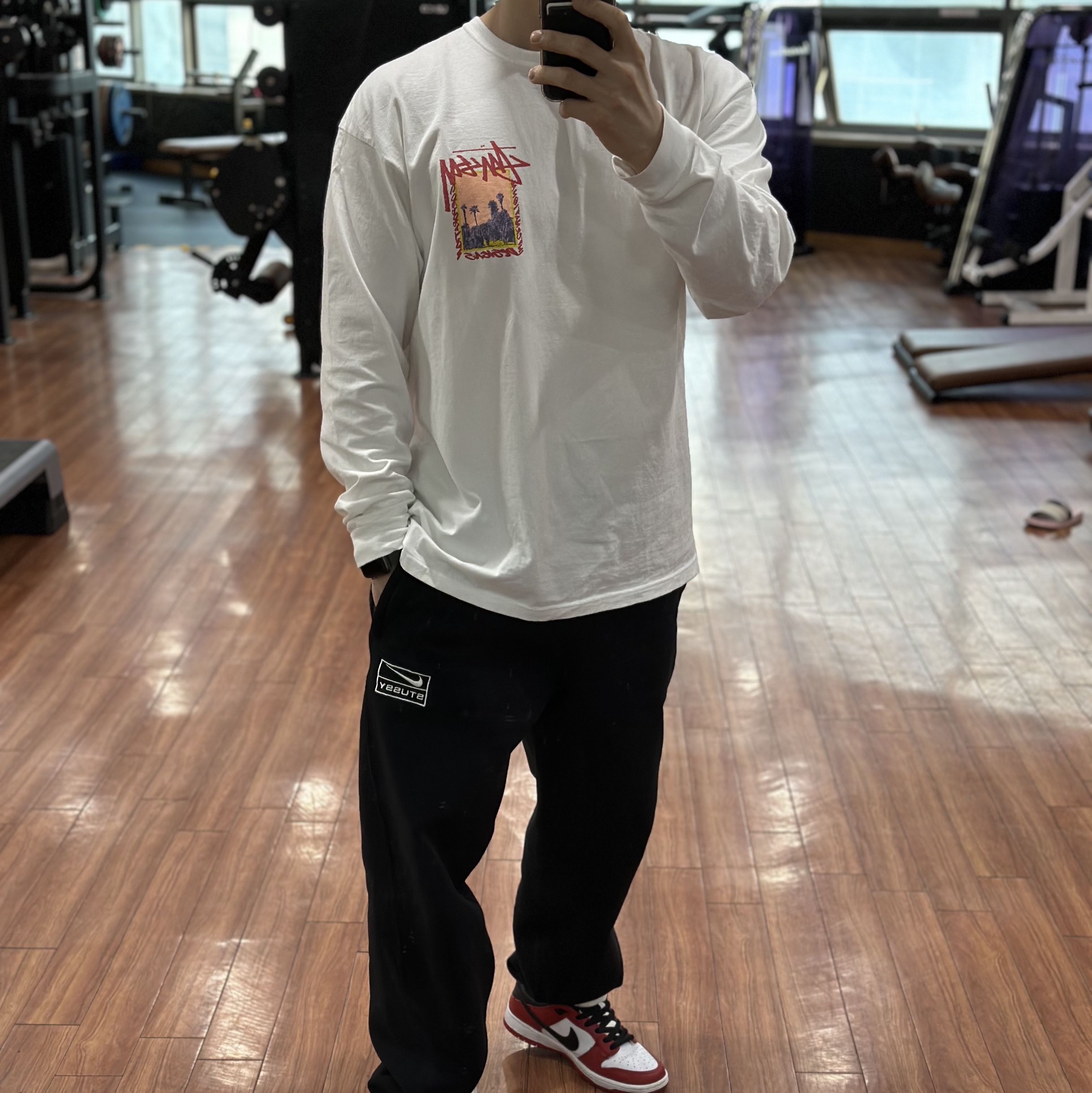Nike x Stussy NRG RA Washed Fleece Pants Black (DN4030-010) 착용 스타일 - 1