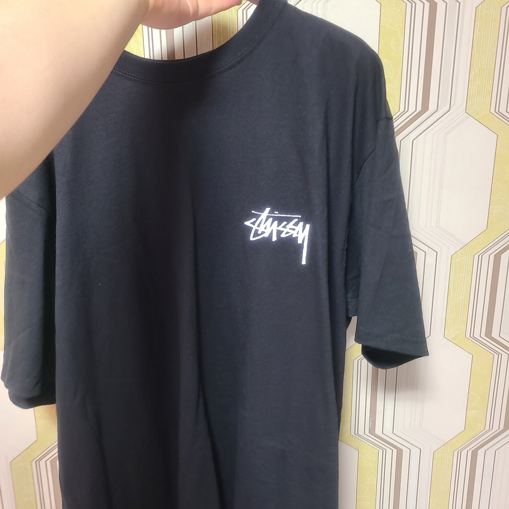Stussy Gold Lion T-Shirt Black 착용 스타일 - 2