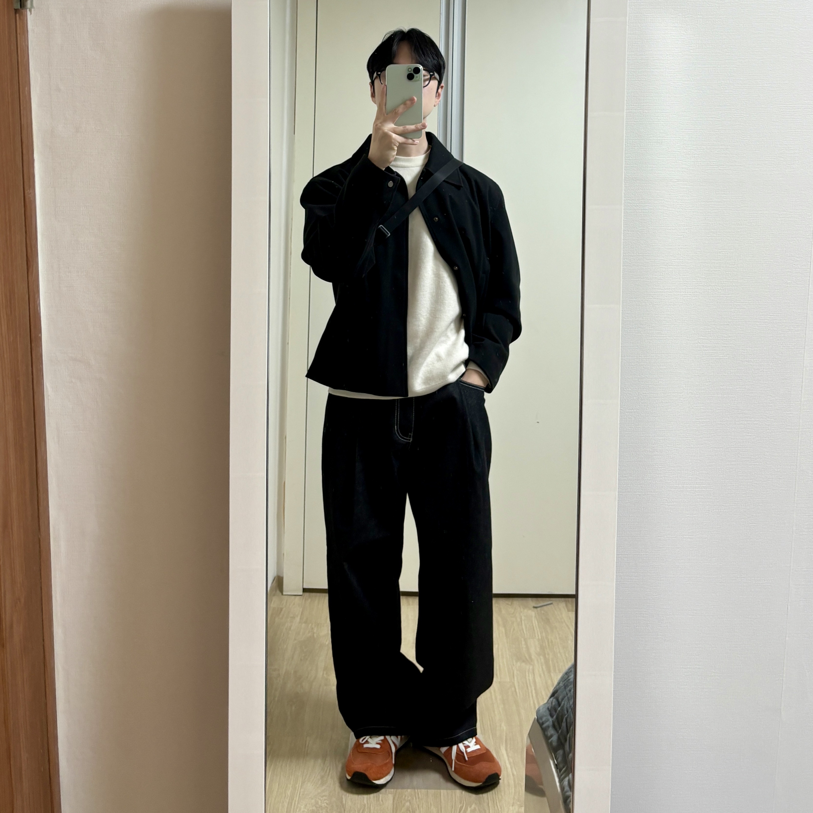 New Balance 574 Heritage Orange Burst White 착용 스타일 - 1
